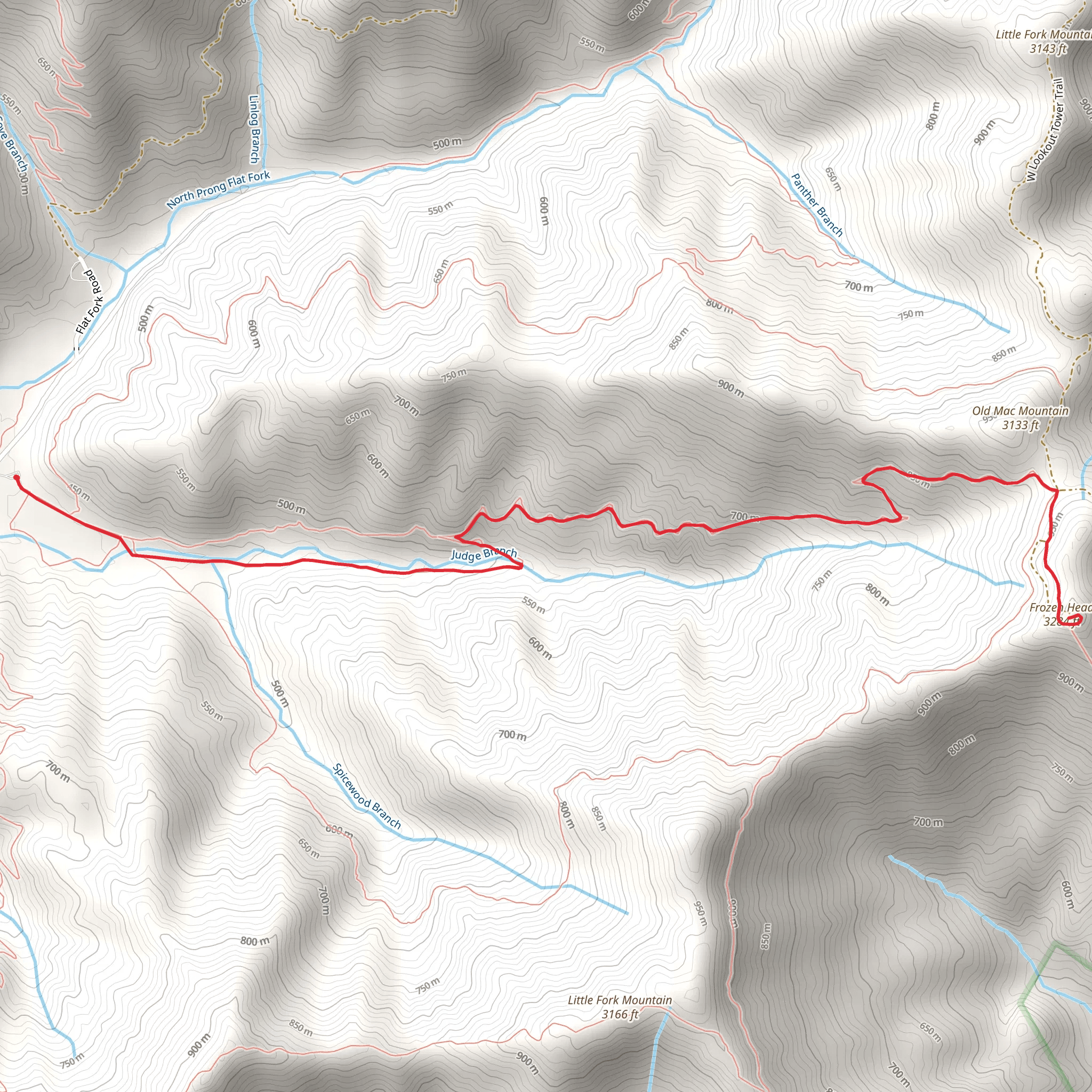 Frozen Head via South Old Mac Trail mobile static map