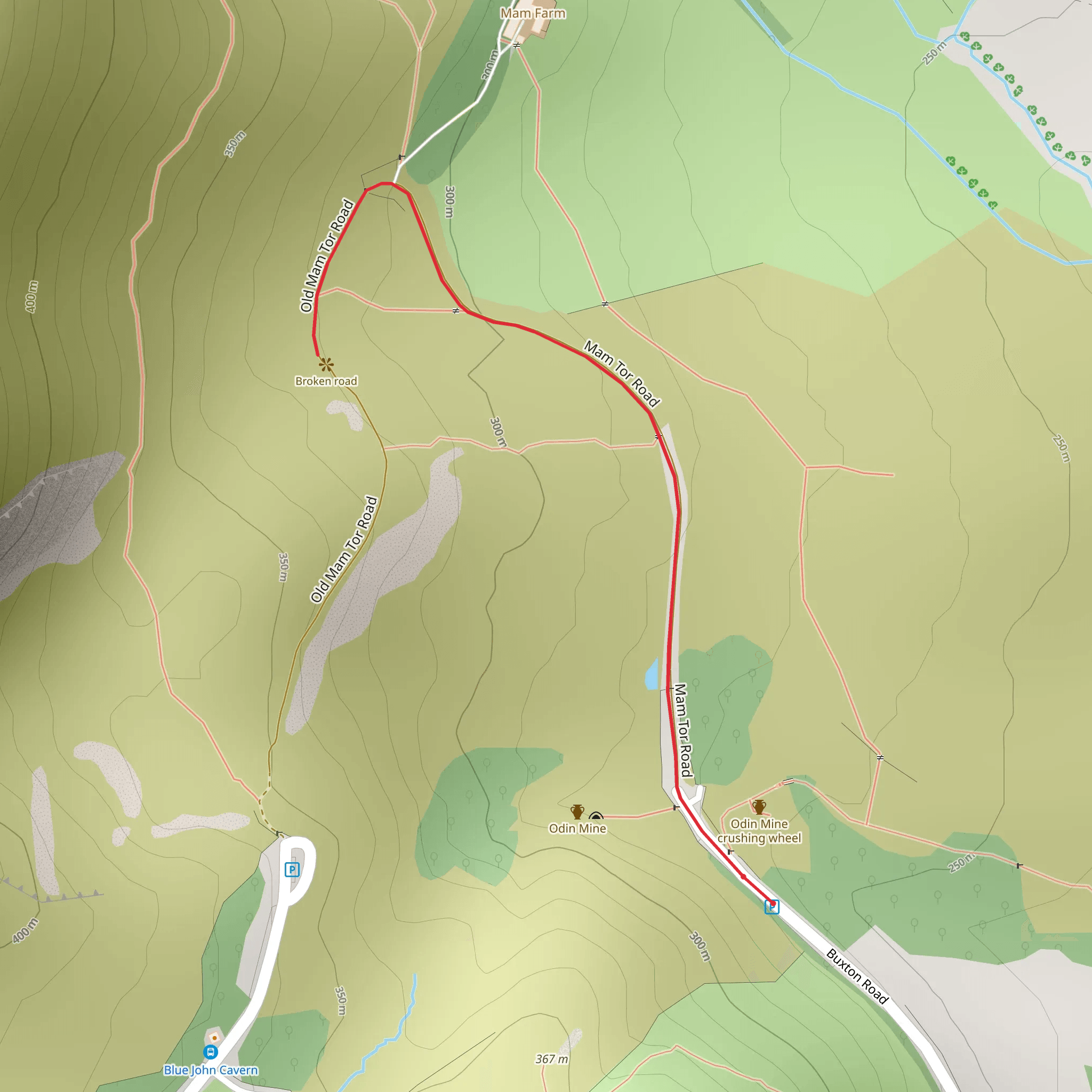Mam Tor Landslip mobile static map