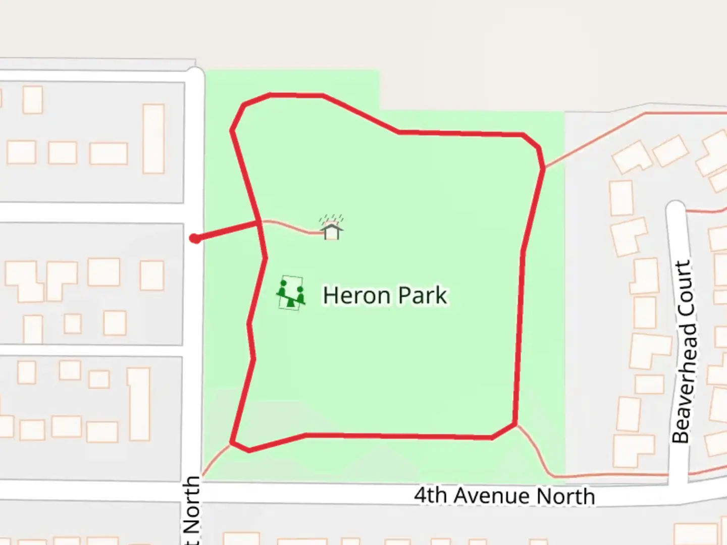 An image depicting the trail Heron Park Loop and its surrounding area.