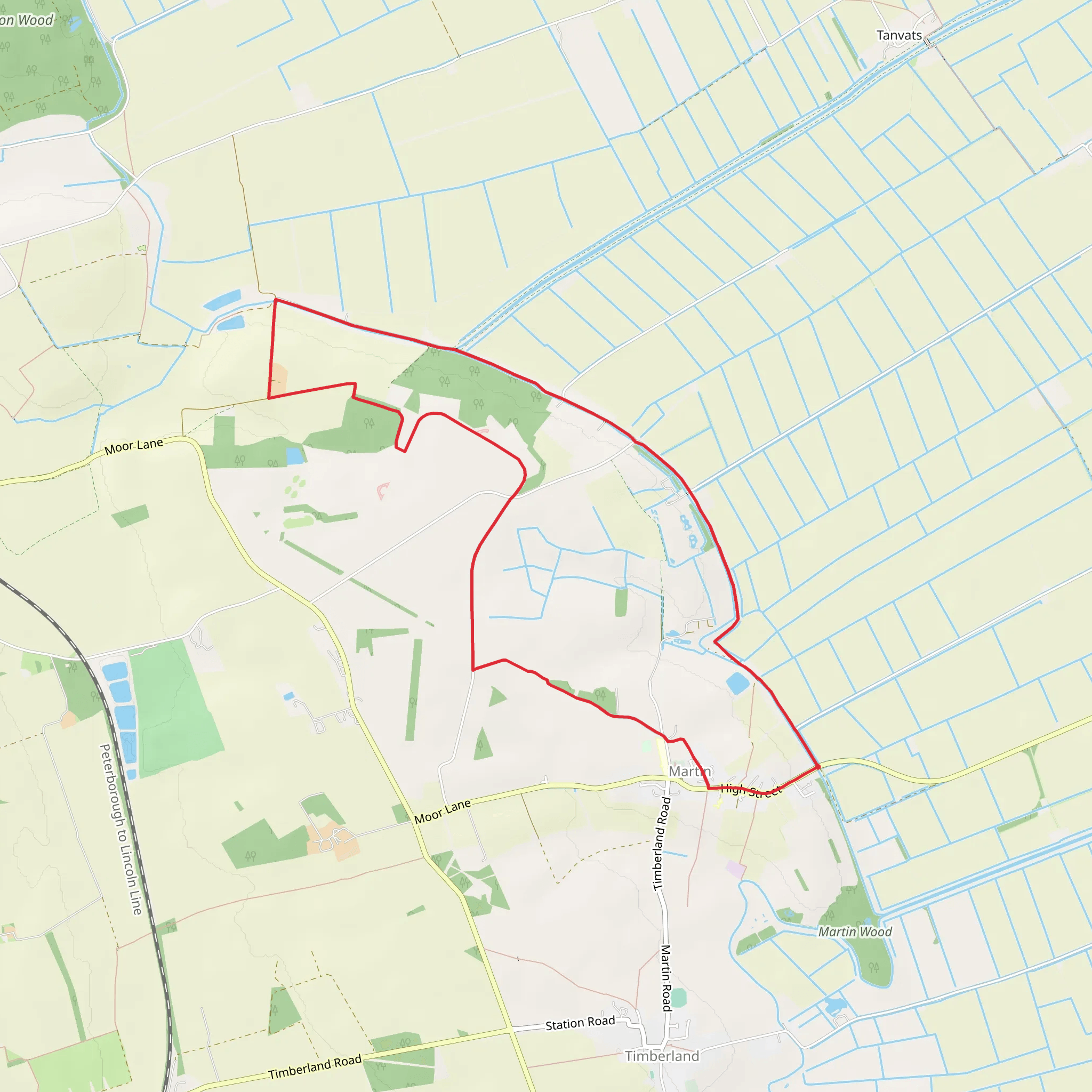 Martin and Metheringham Circular mobile static map