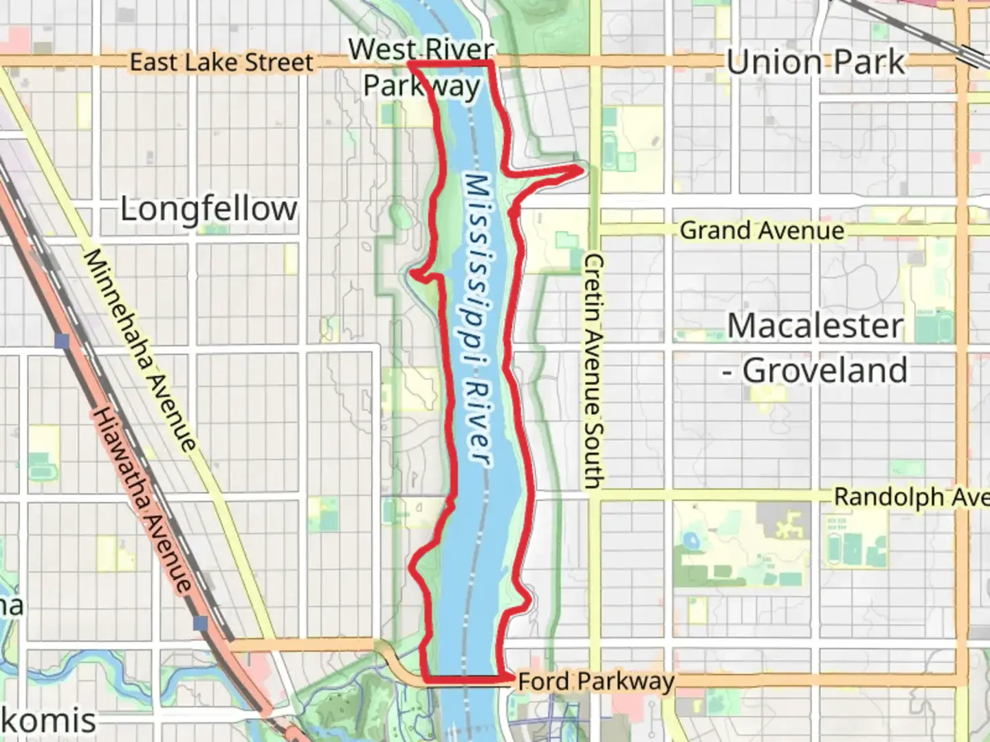 An image depicting the trail West River Parkway - Winchell Loop Trail and its surrounding area.