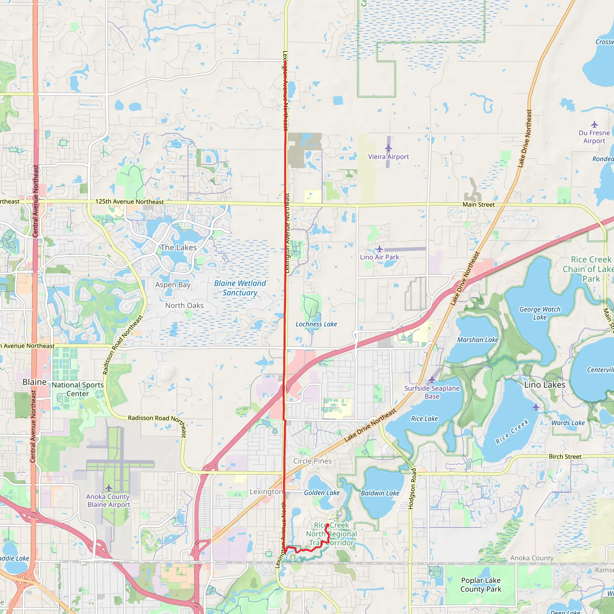 East Anoka County Regional Trail mobile static map