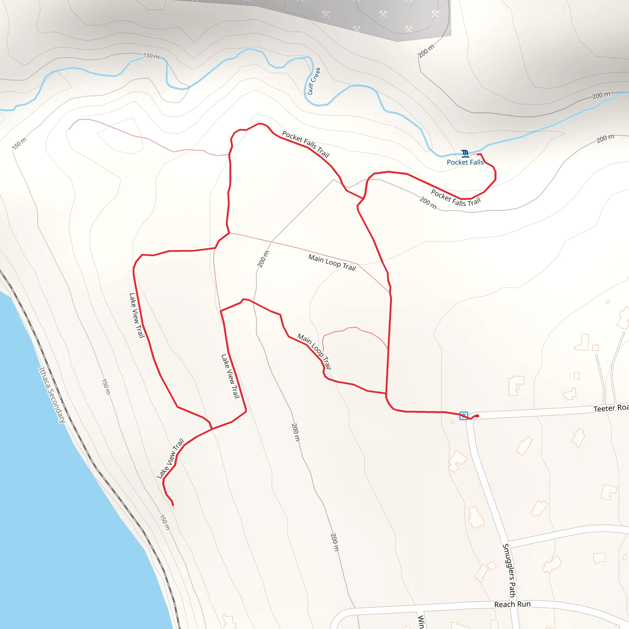 Pocket Falls ,Main Loop Trail and Lake View Trail Loop mobile static map