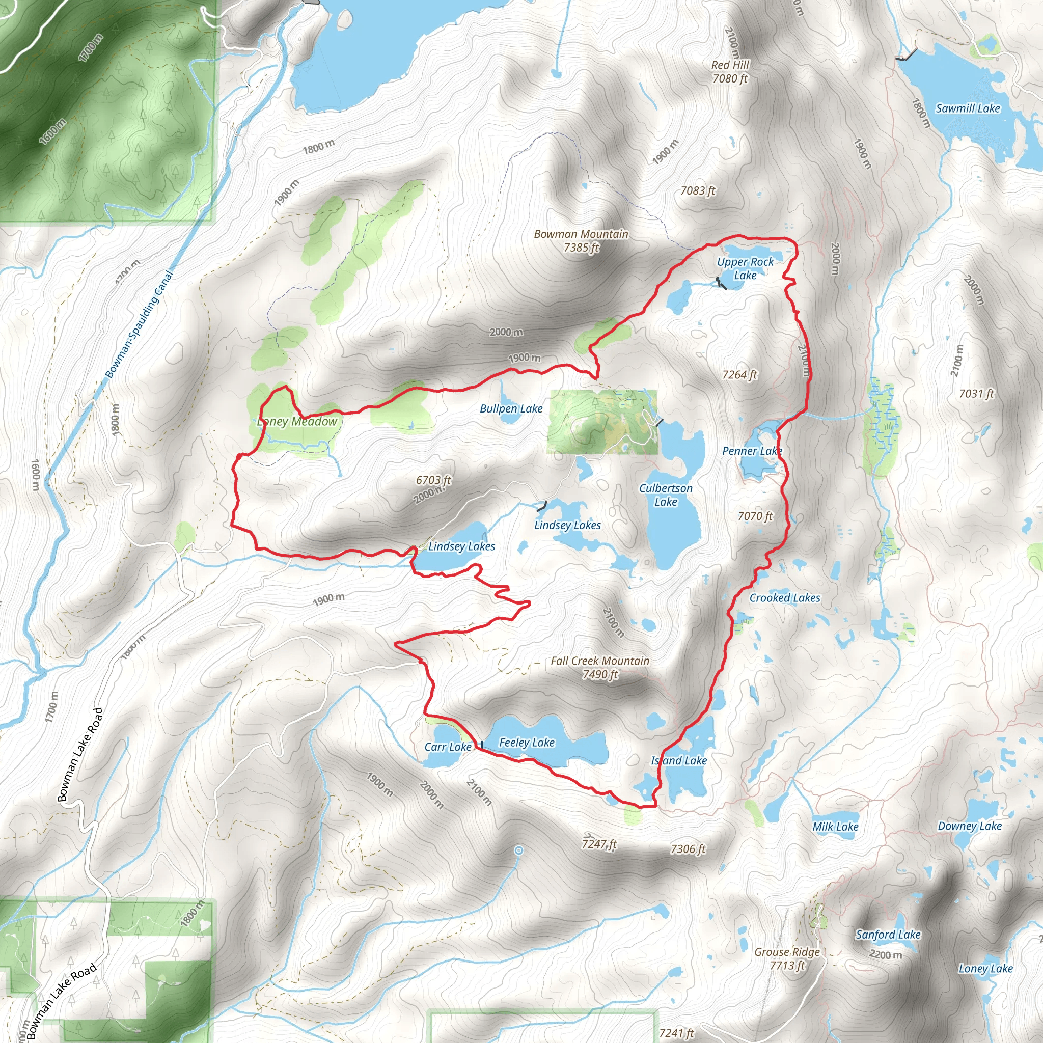 Bullpen, Crooked Lake and Round Lake Loop Trail mobile static map
