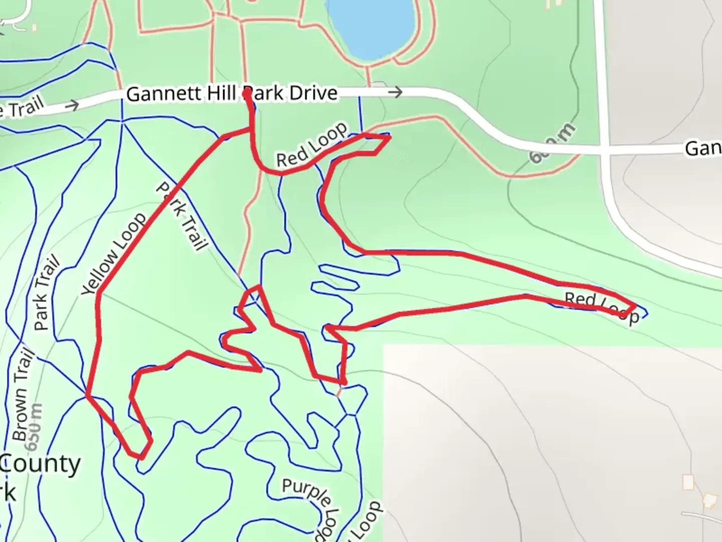 An image depicting the trail Ontario County Park East Loop and its surrounding area.