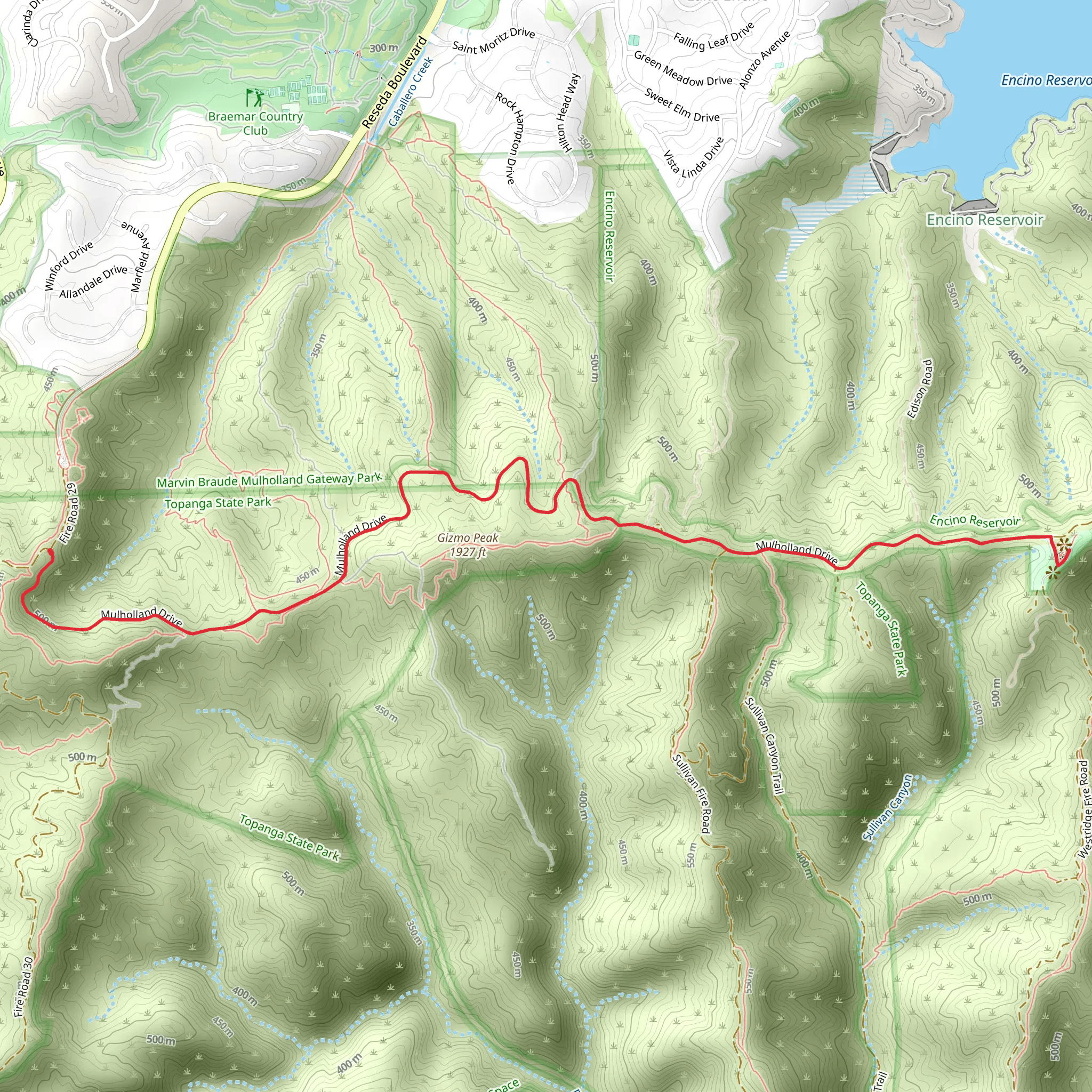 Mulholland Drive - Reseda Boulevard mobile static map