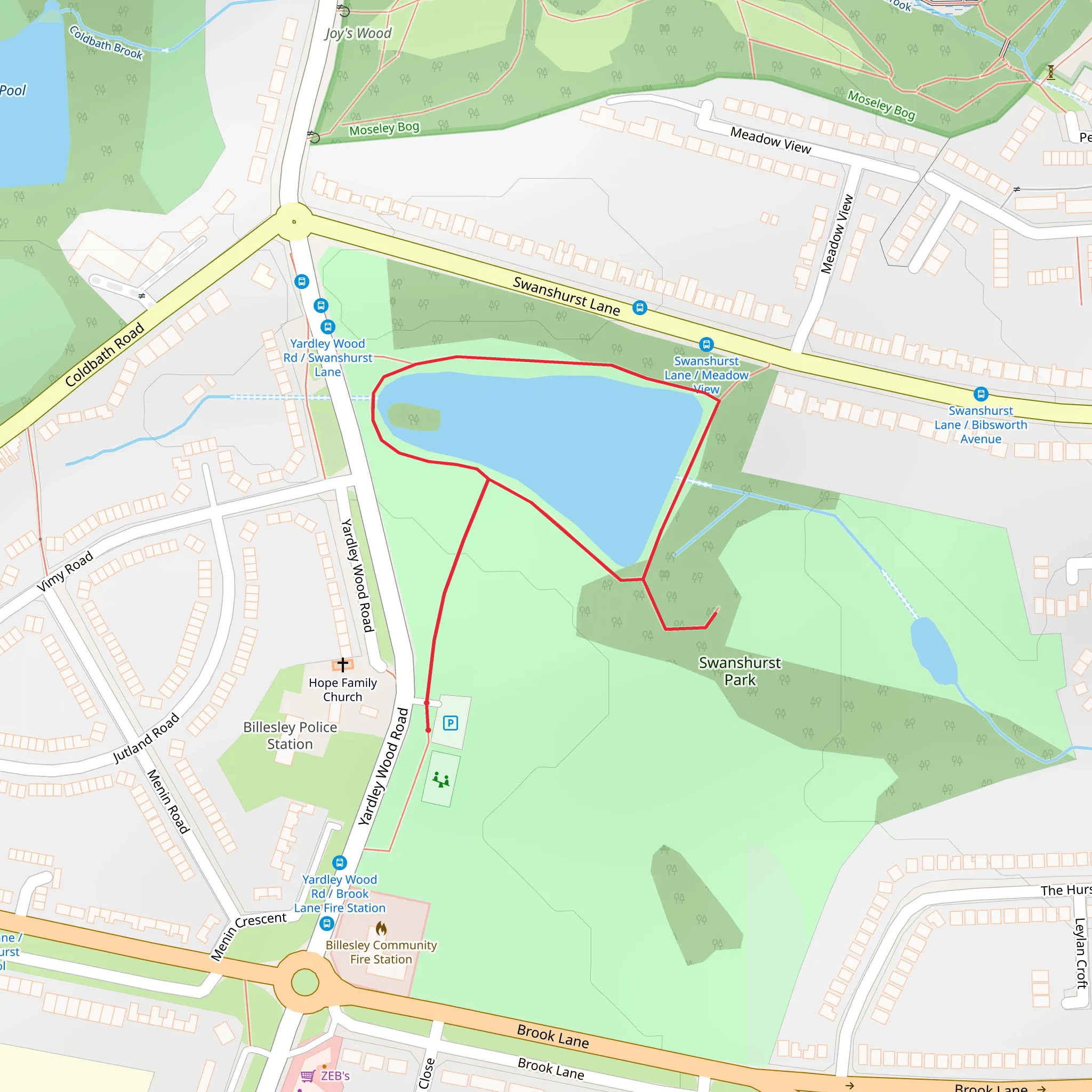 Swanshurst Park Loop mobile static map