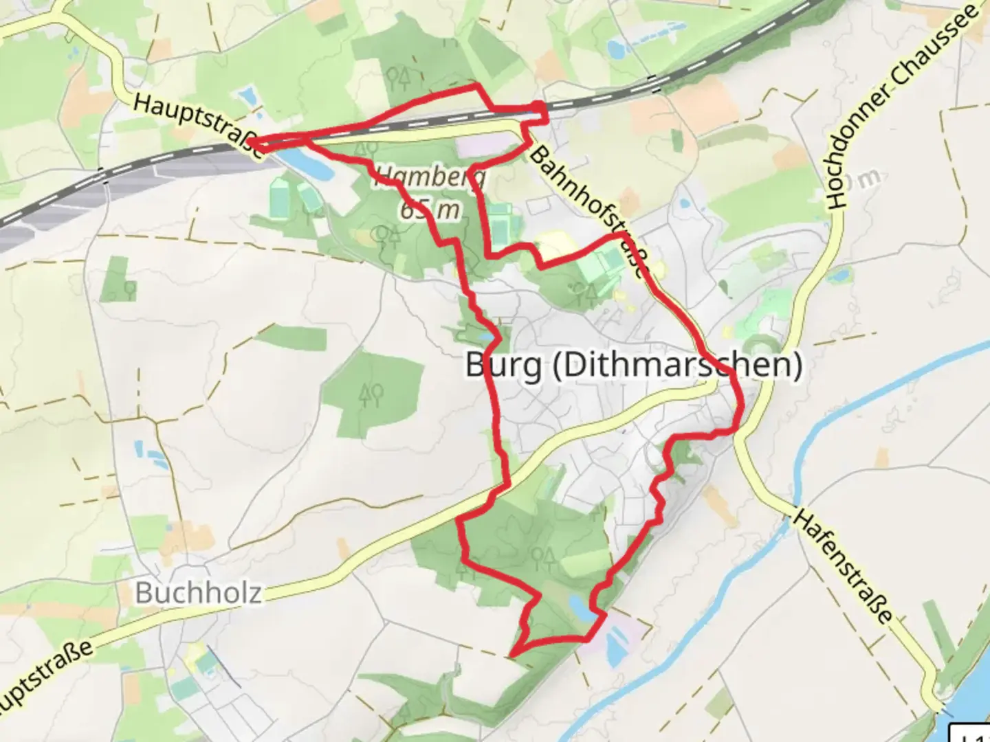 An image depicting the trail Burg - Ditm Rundwanderweg and its surrounding area.