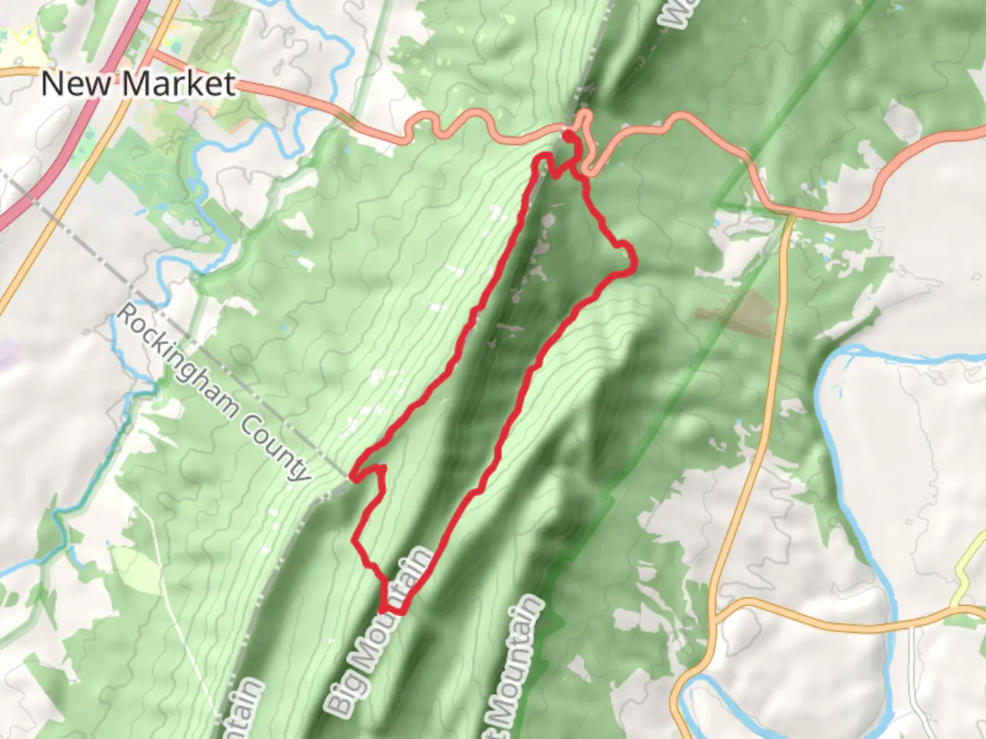 An image depicting the trail Bird Knob - Massnautten South Loop Trail and its surrounding area.
