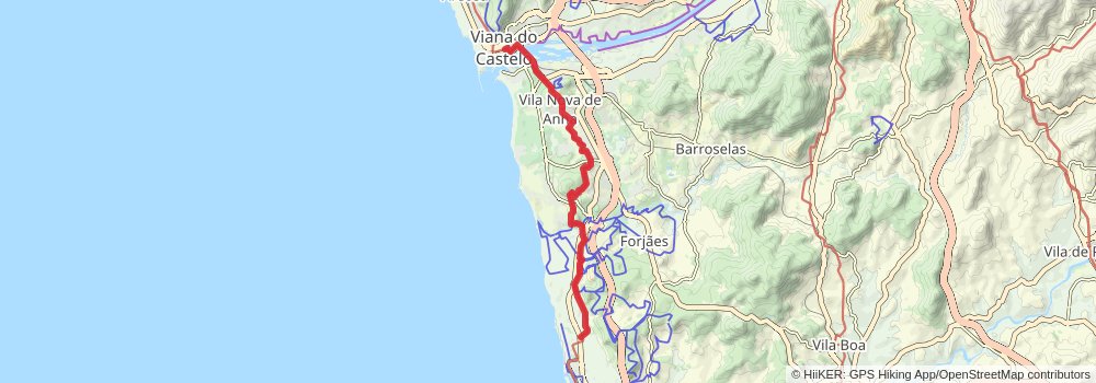 Camino Portugues da Costa stage 22 Map