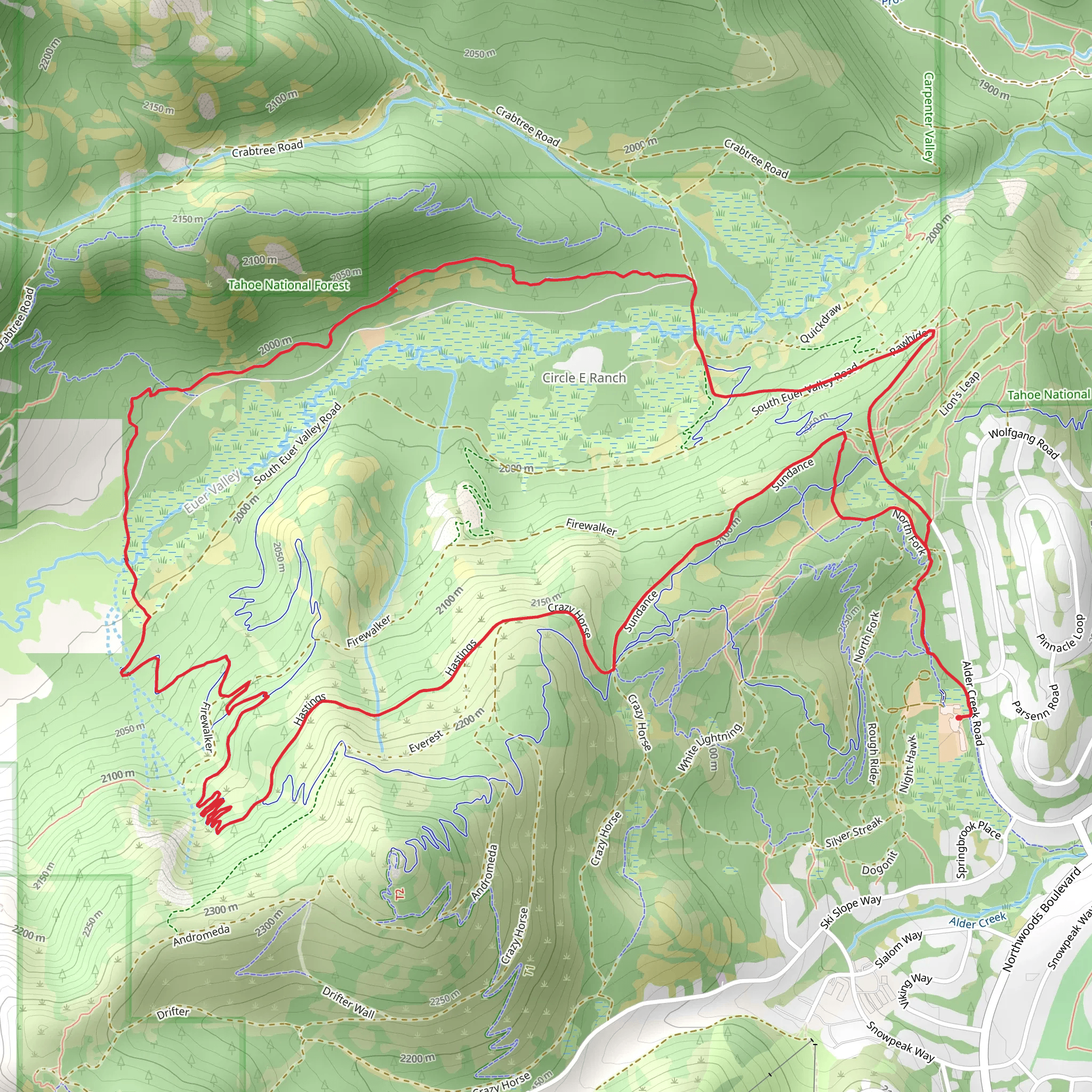 Fool's Gold, Sidewinder and Coyote Creek Loop mobile static map