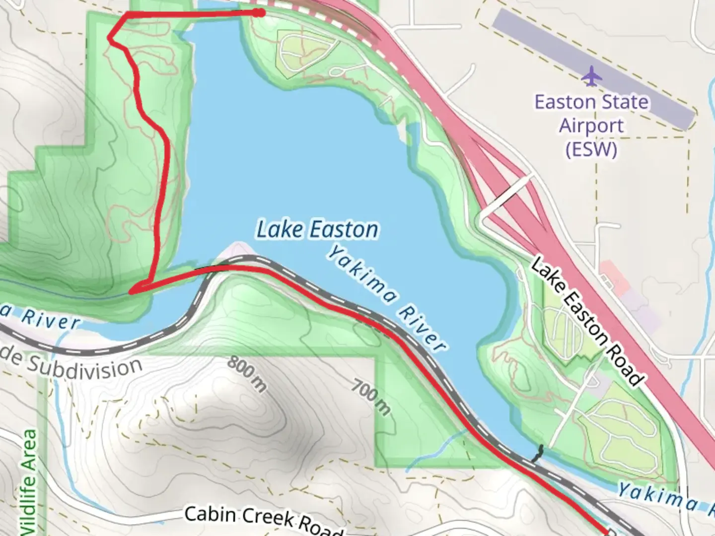 An image depicting the trail Lake Easton West Shore Walk and its surrounding area.