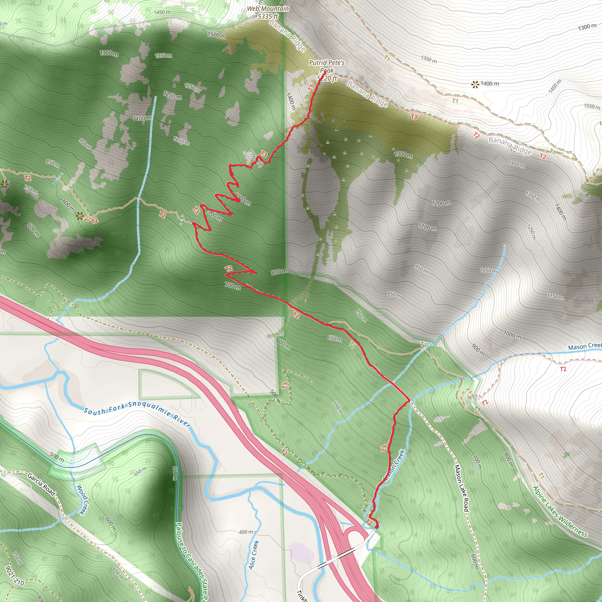 Putrid Pete's Peak Trail mobile static map