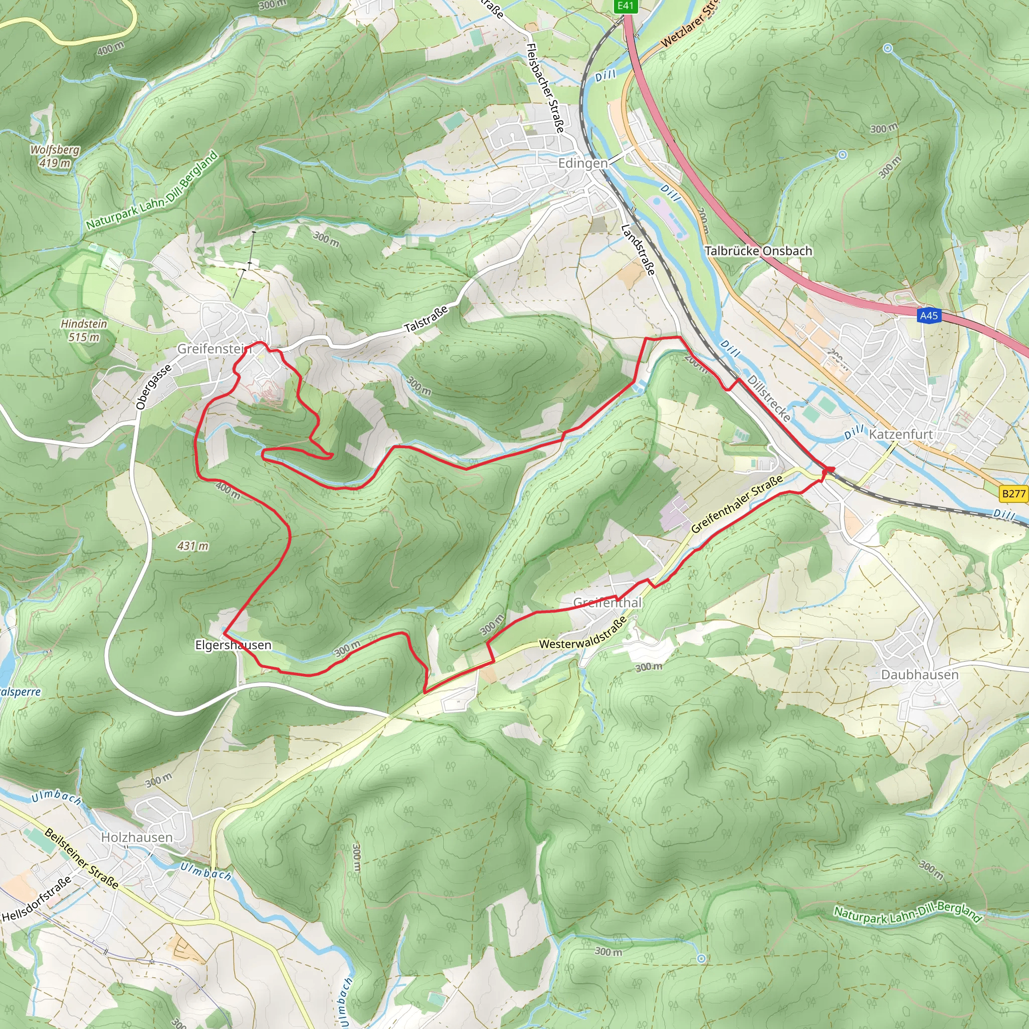 Dillhoehenweg and H1 Loop mobile static map