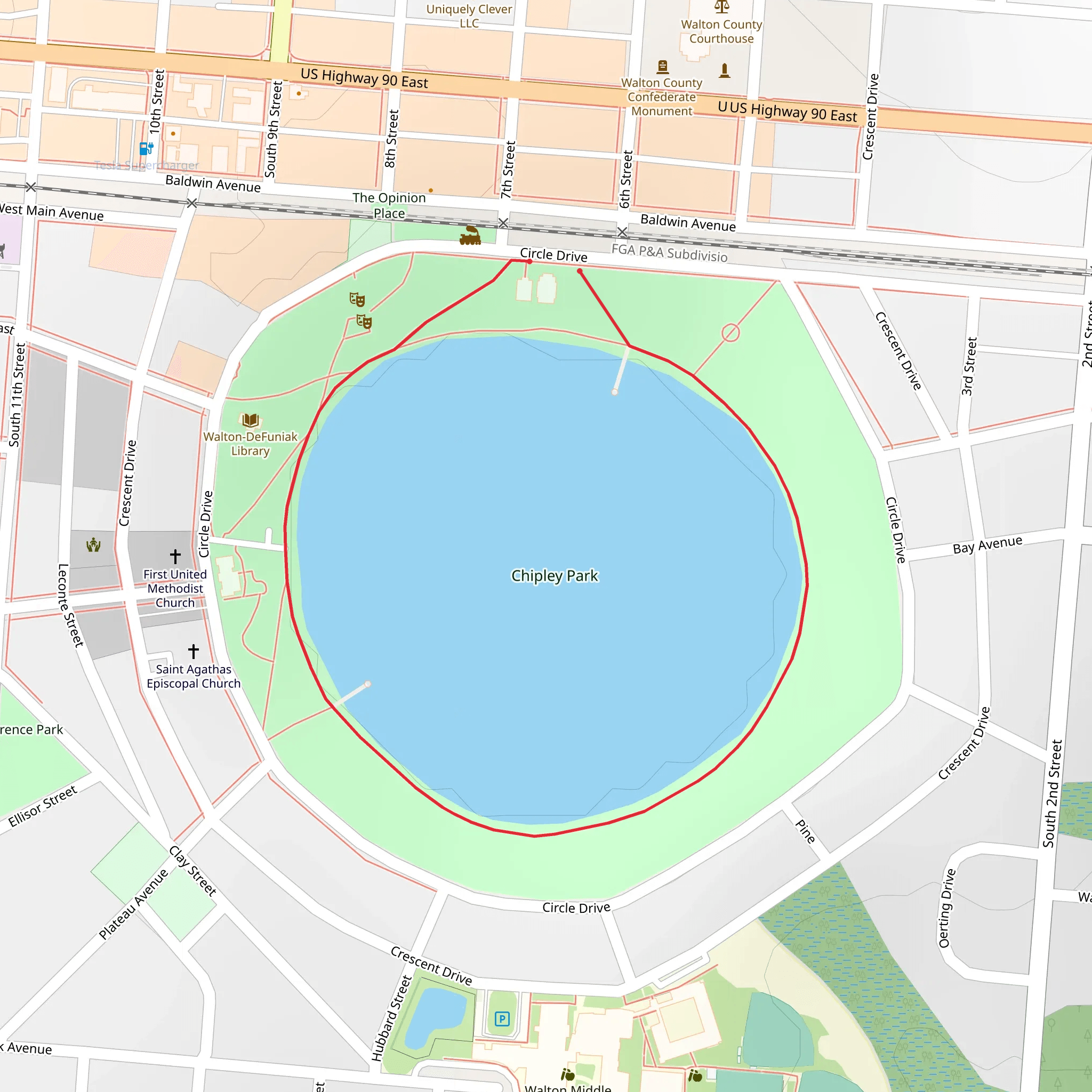 Lake DeFunial Loop mobile static map