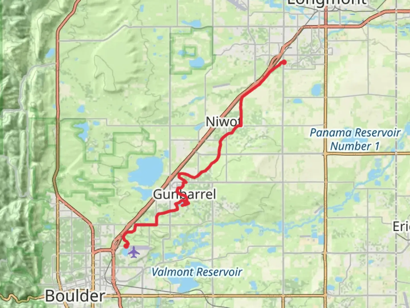 An image depicting the trail Davis Reservoir and White Rock Ditch and its surrounding area.