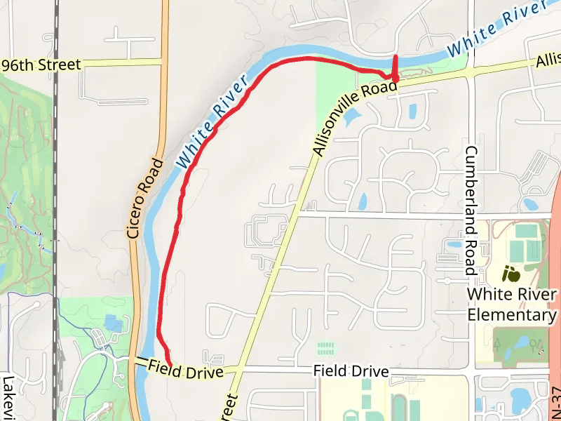 White River Shore Walk from Potters Bridge Park