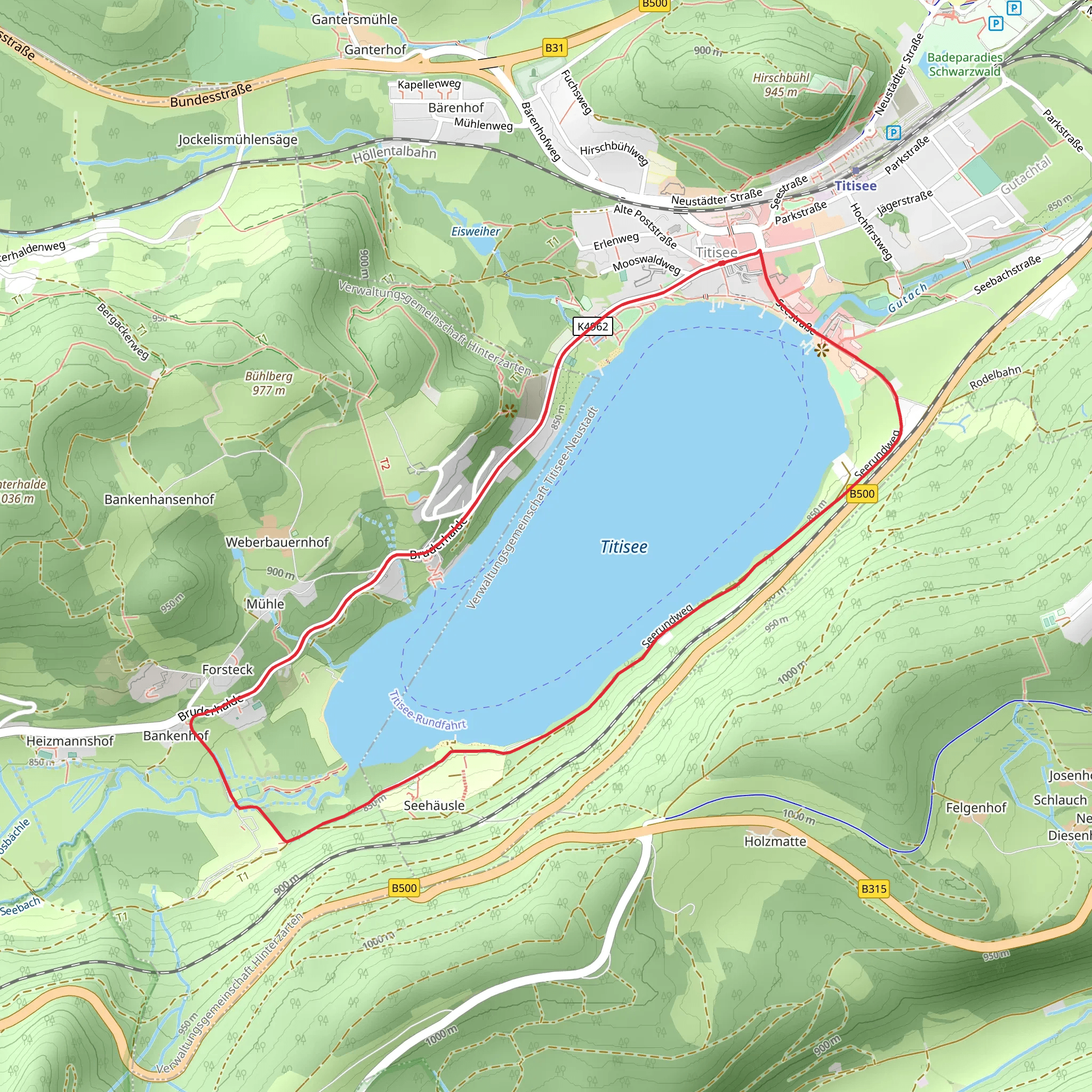 Titisee Loop via Grosse Seerunde mobile static map