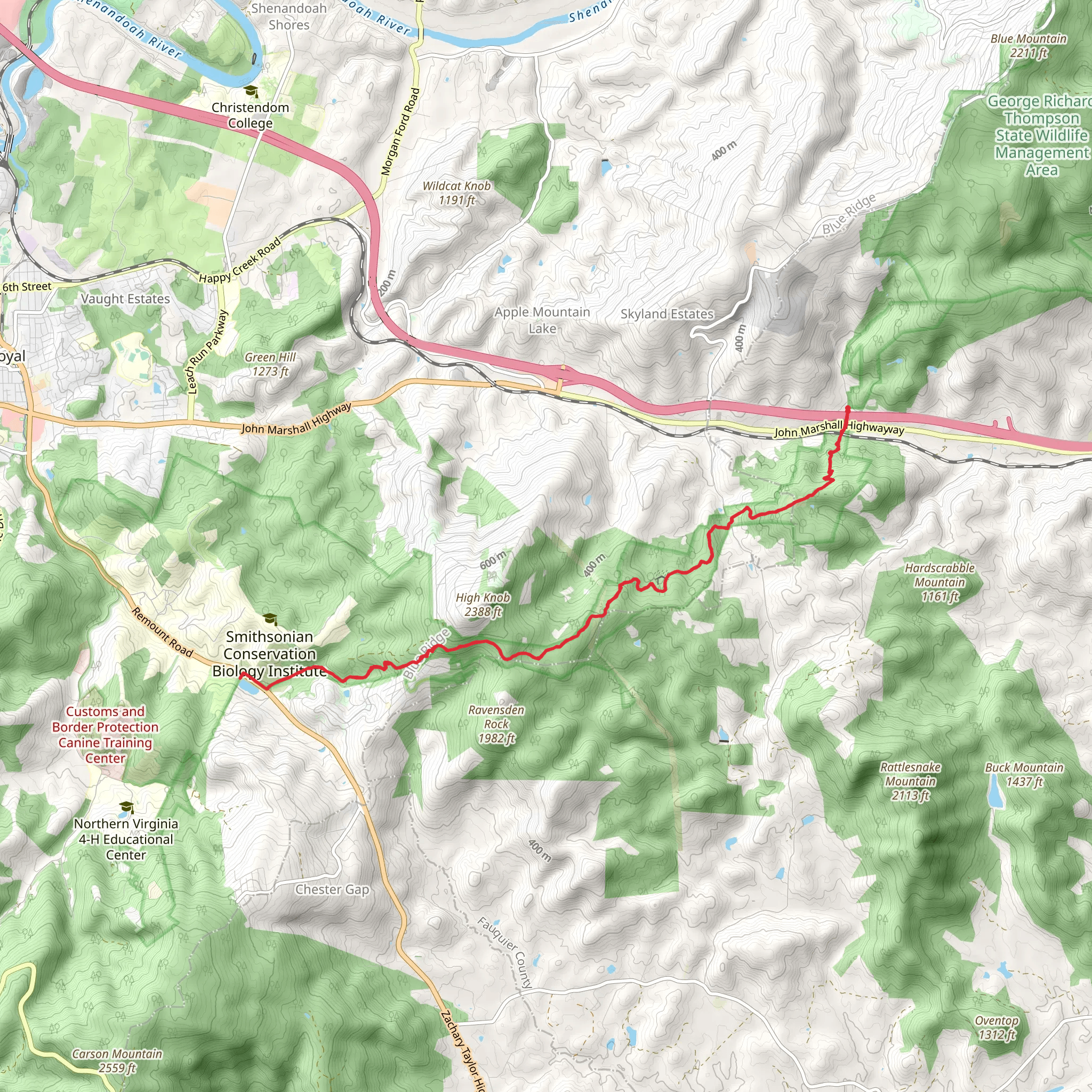 Appalachian Trail from Tuckers Lane - South mobile static map