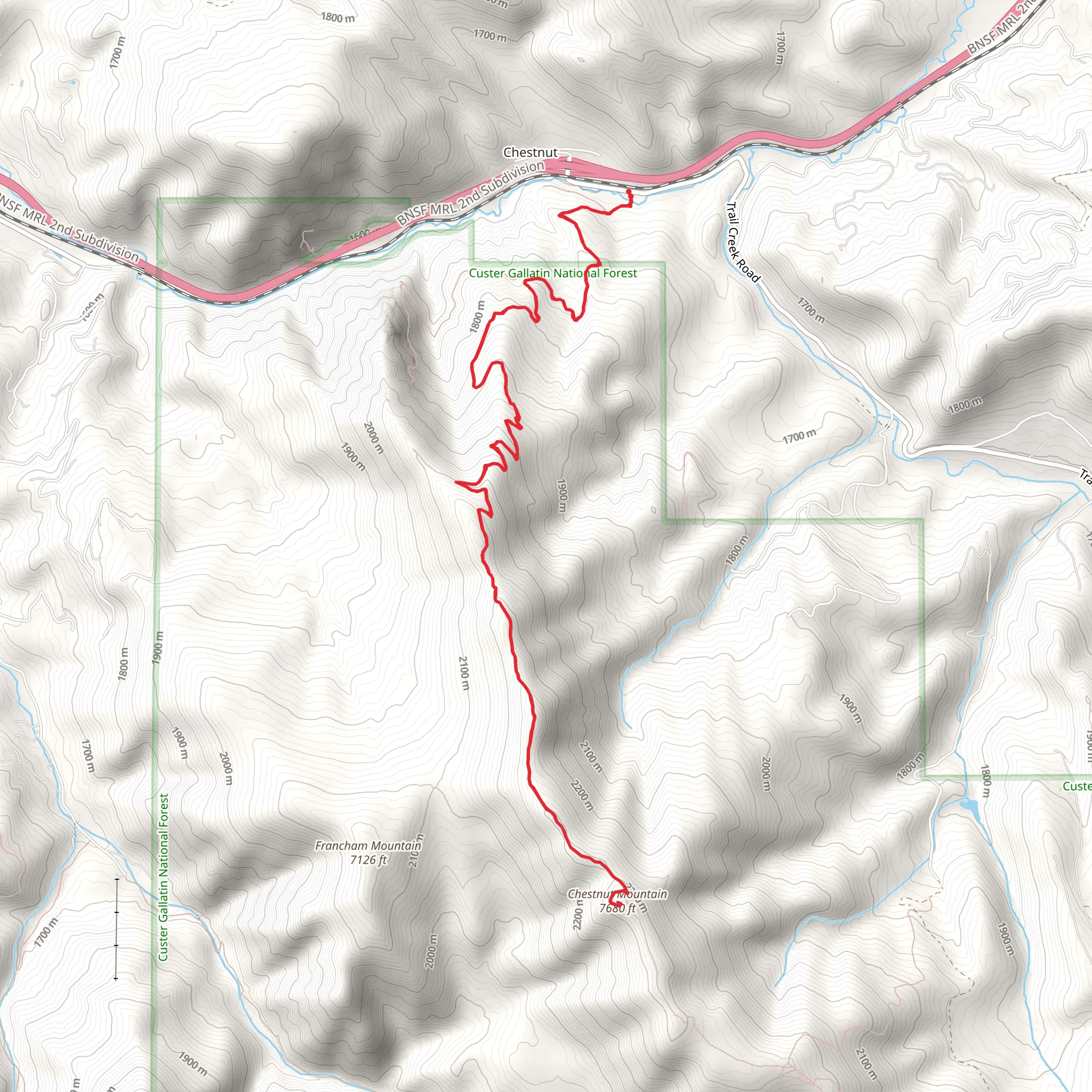 Chestnut Mountain Trail Out and Back mobile static map