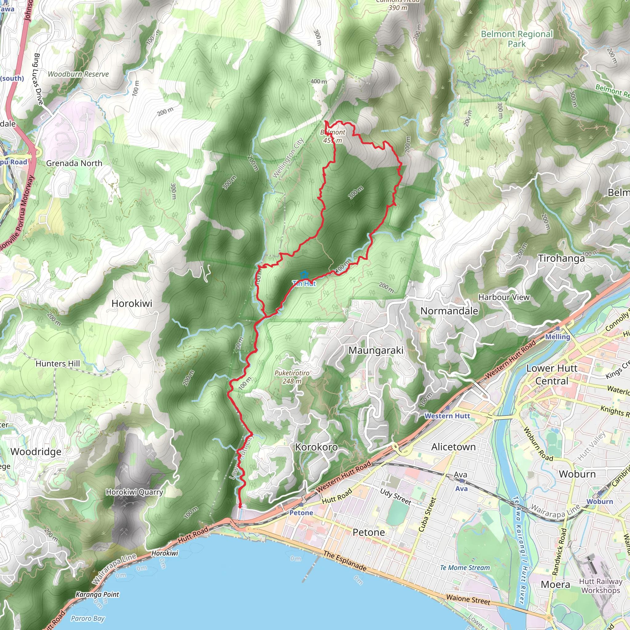 Belmont Trig Loop from Petone mobile static map
