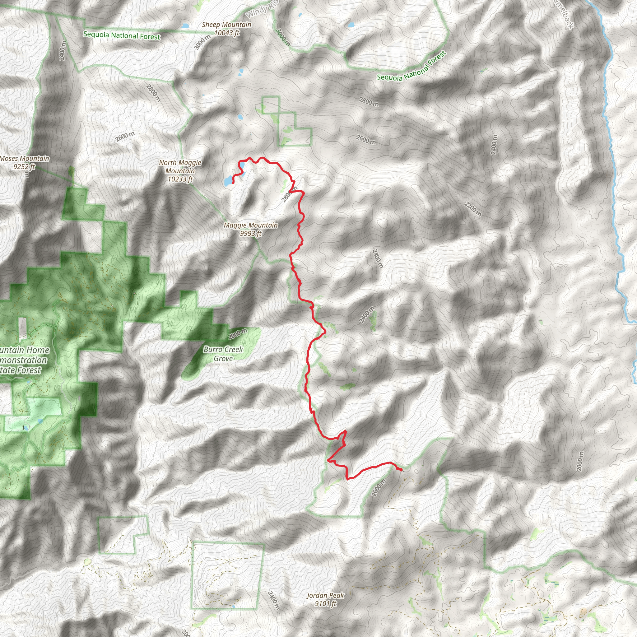 Maggie Lakes via Summit Trail mobile static map