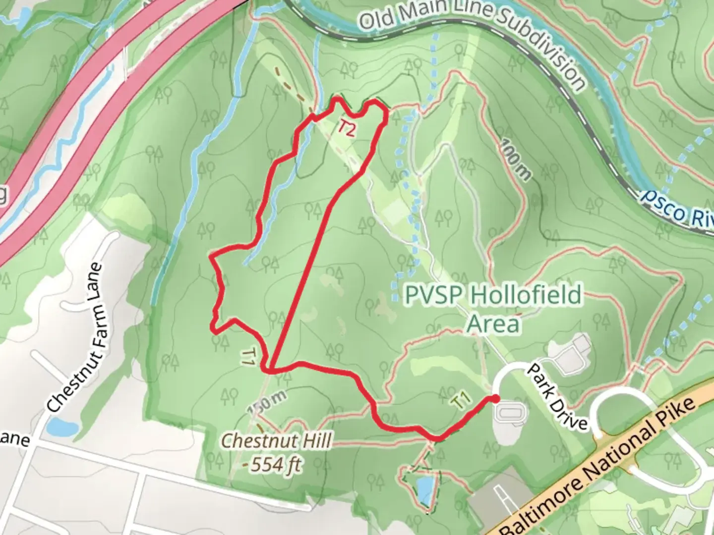 An image depicting the trail Out of Range Trail and Ole Ranger Loop Trail and its surrounding area.