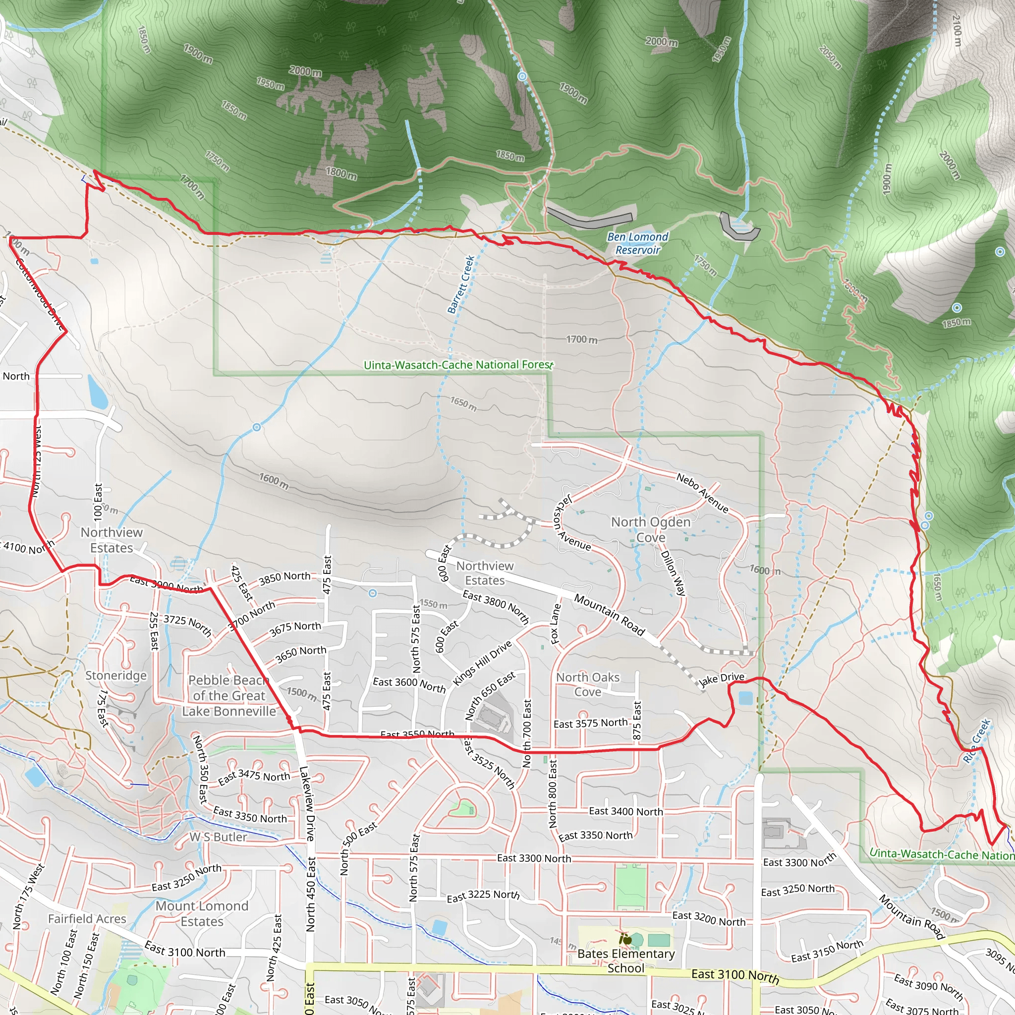 BST and Cottonwood Heights Loop mobile static map