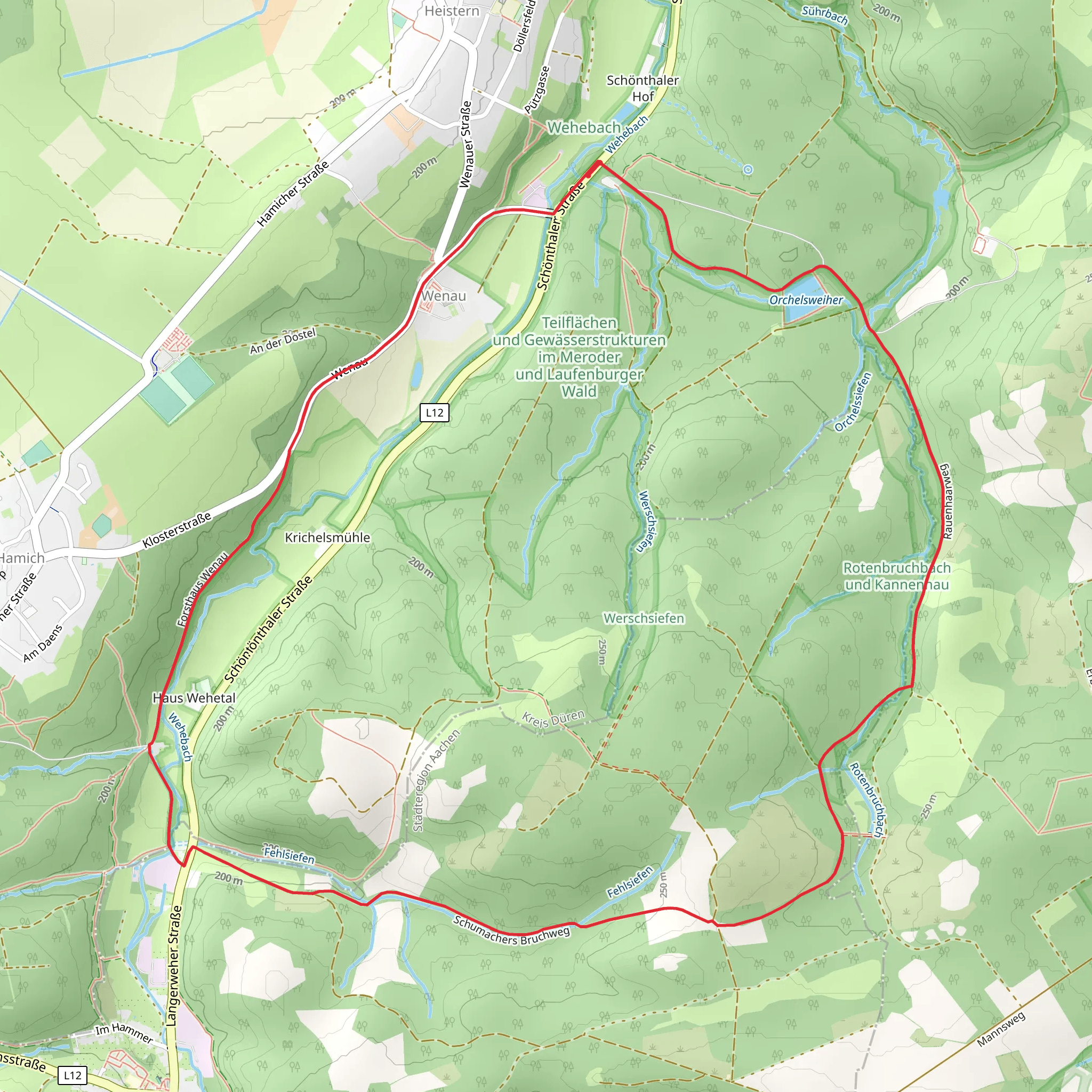 Jakobs-Pilgerweg Koeln - Achen and Wald-Wasser-Wildnis-Weg Loop mobile static map
