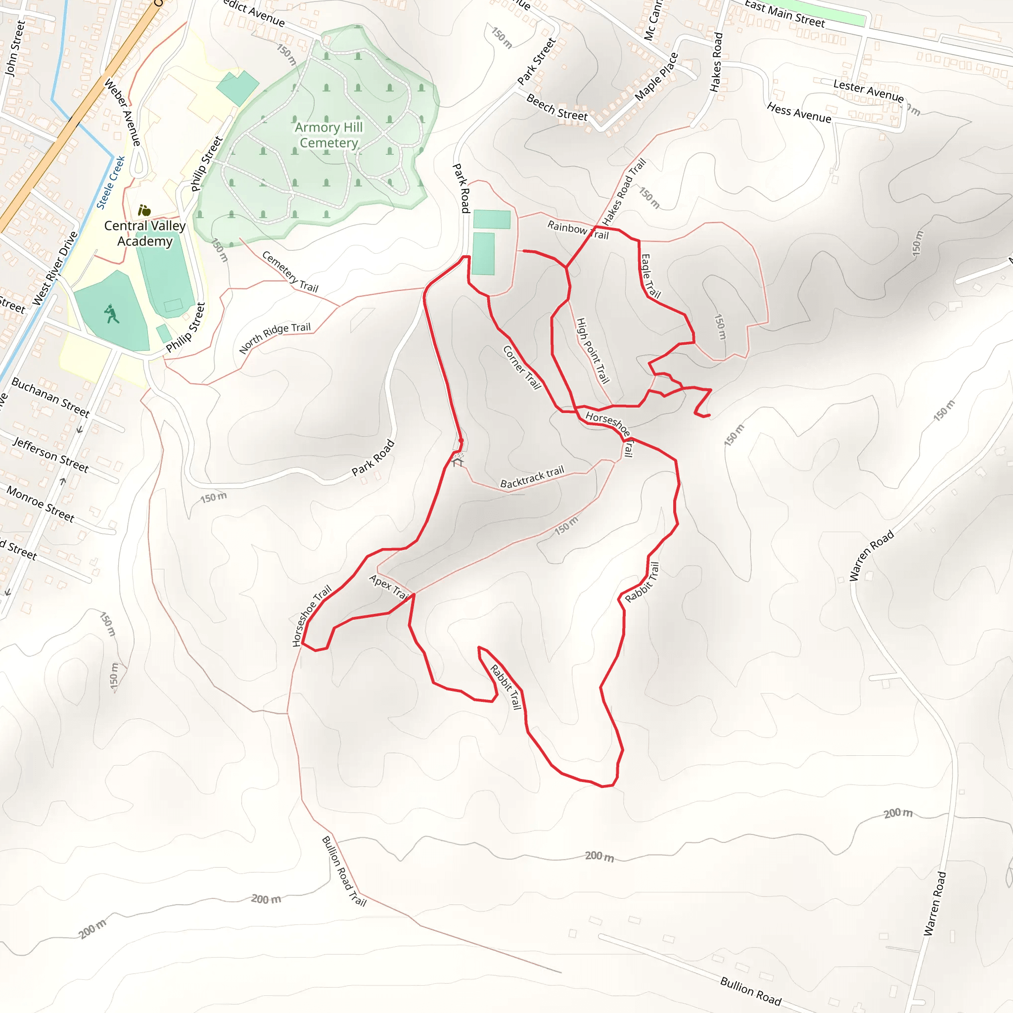 Horseshoe Trail and Rabbit trail Loop - Park Road mobile static map