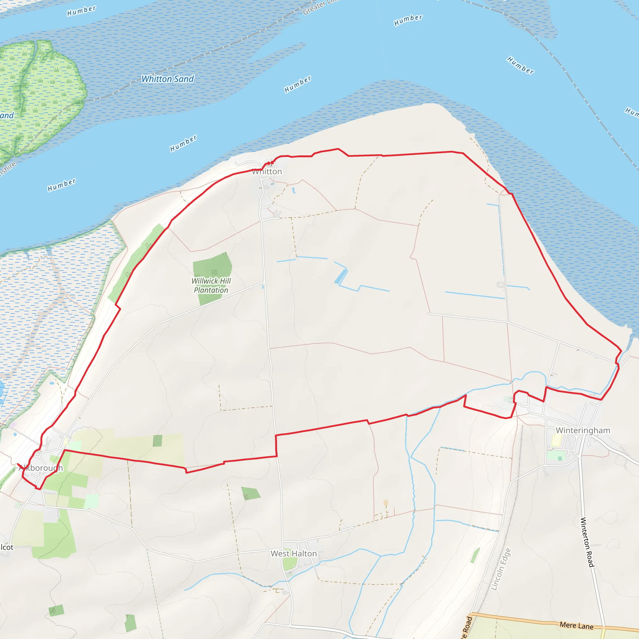 Alkborough and Winteringham from Whitton mobile static map