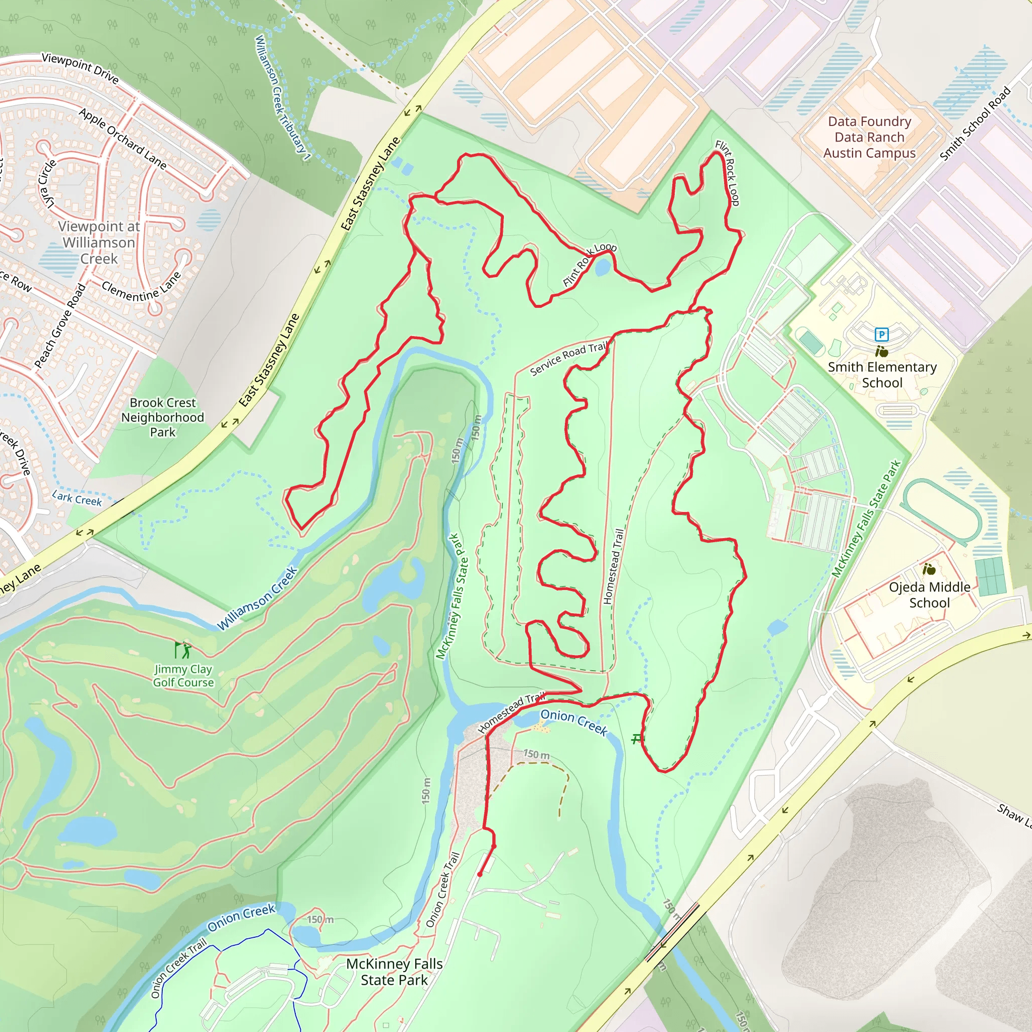 Williamson Creek Overlook Trail and Flint Rock Loop mobile static map