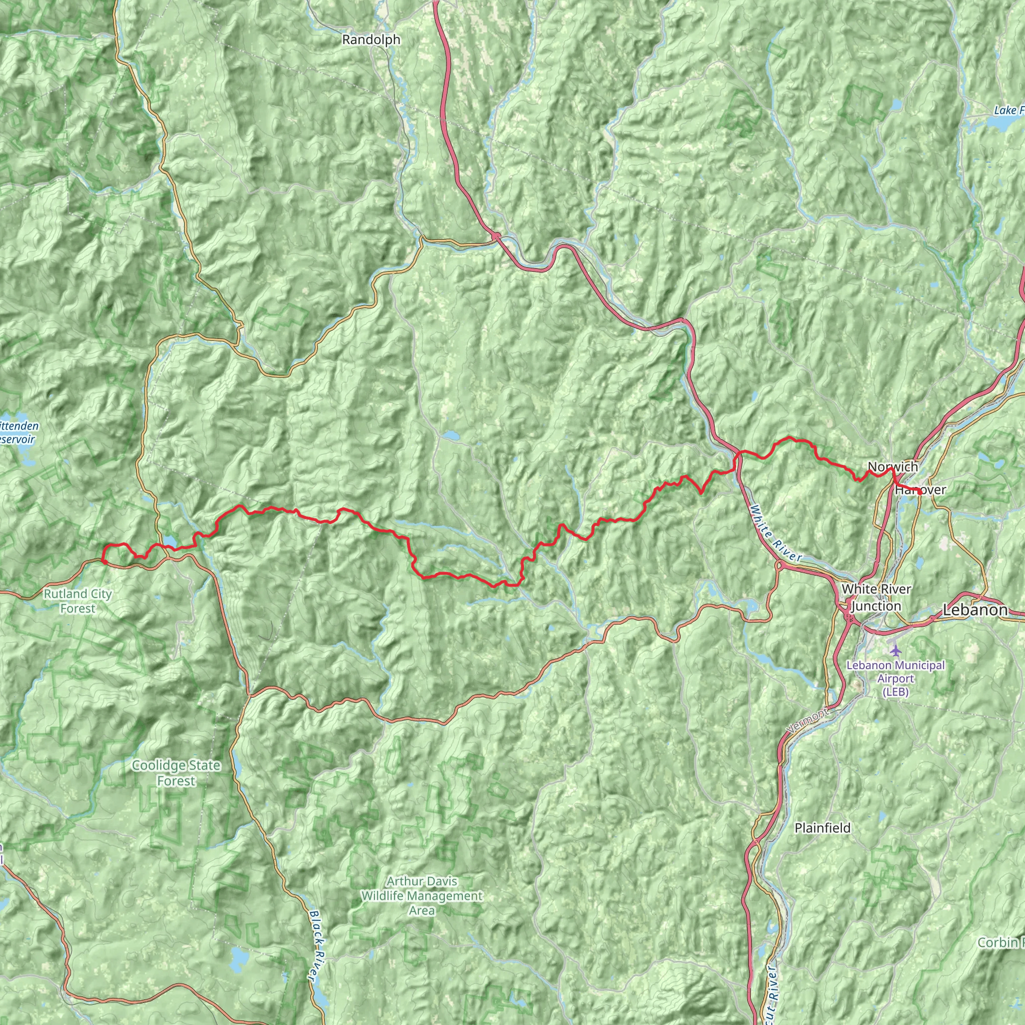 Appalachian Trail Section Hike - Sherburne Pass to Dartmouth mobile static map