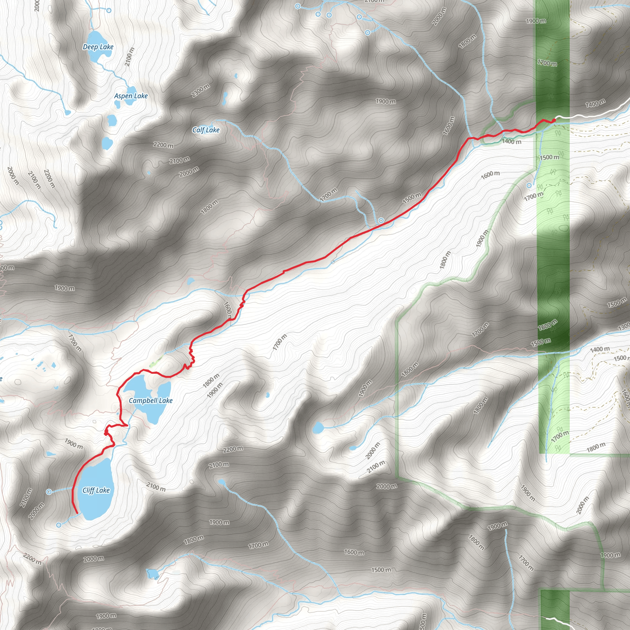 Campbell Lake and Cliff Lake via Big Meadows Trail mobile static map
