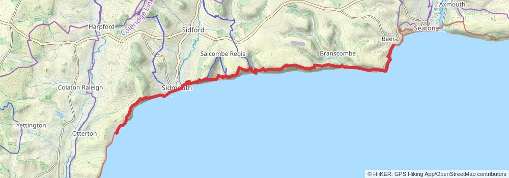 Jurassic Coast Walk stage 2 Map