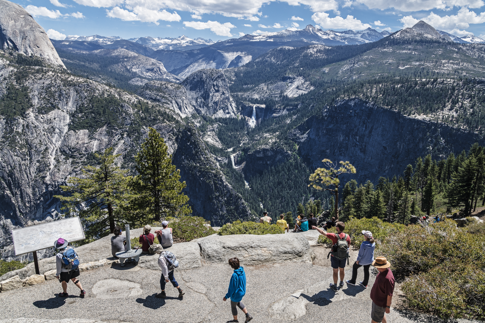 An image depicting the trail Glacier Point Road to Happy Isles Road via Panorama Trail and its surrounding area.