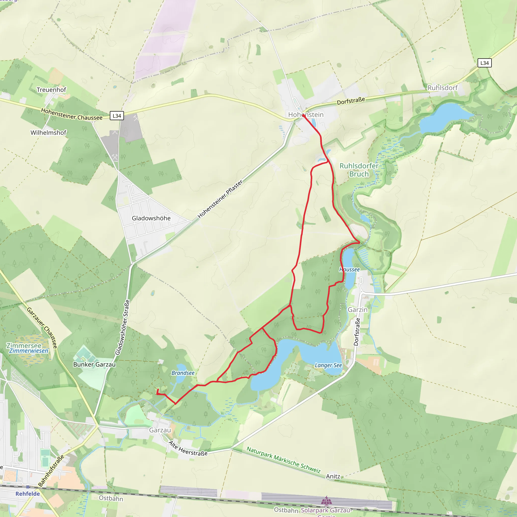 Pyramide Garzau Walk via Langer See mobile static map
