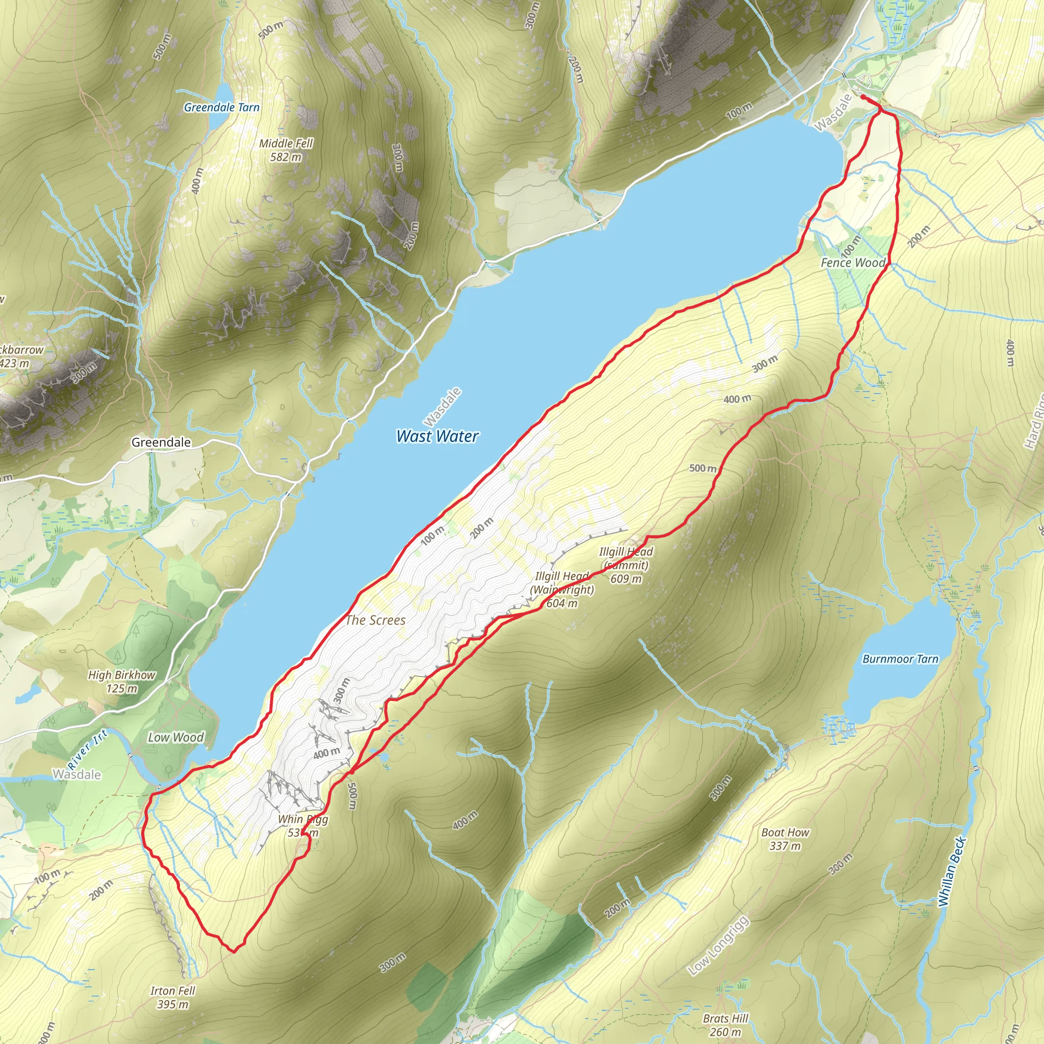 Illgill Head and Wast Water Loop - Wasdale mobile static map
