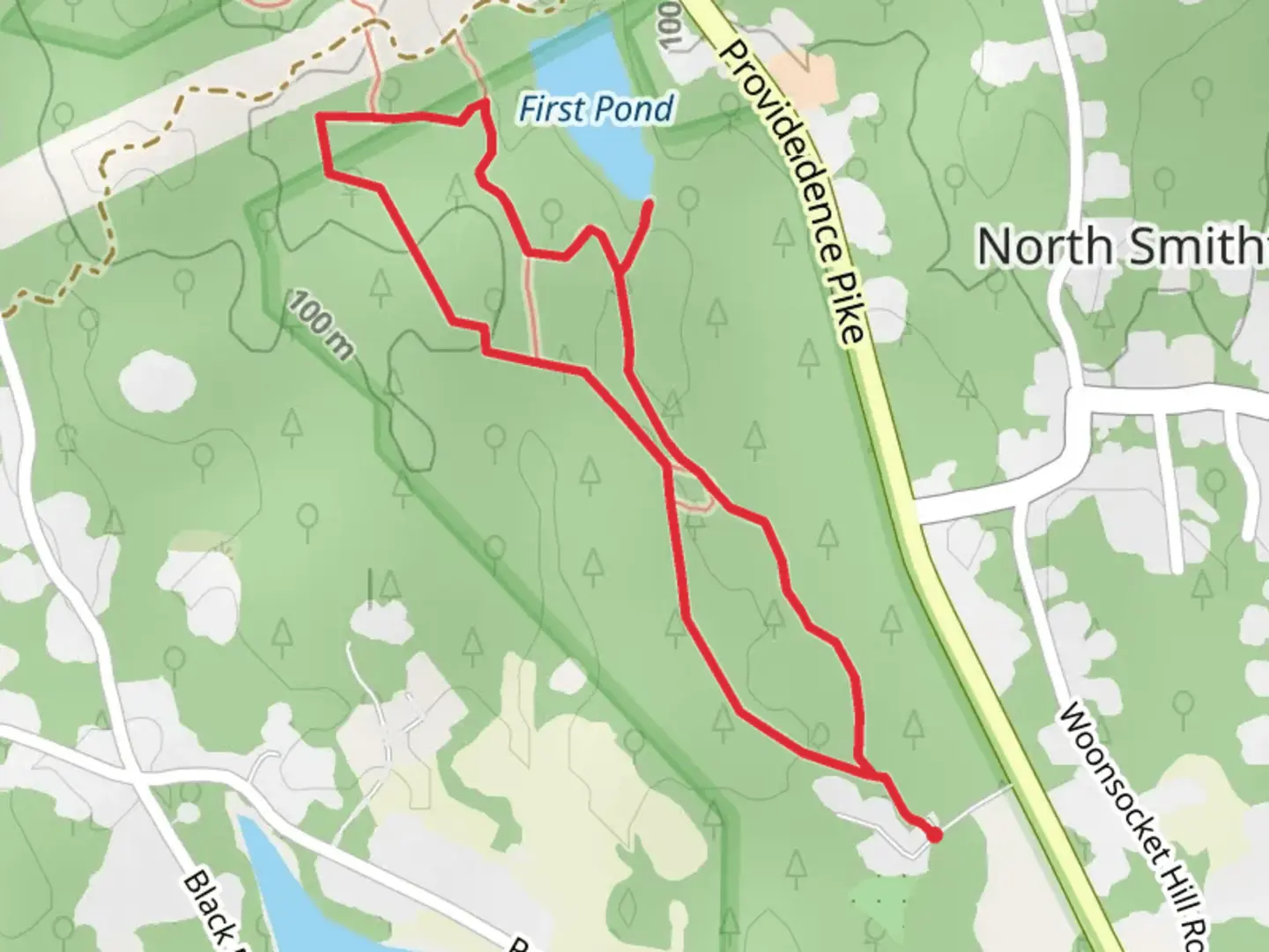 An image depicting the trail Fish Pond and Blue Loop and its surrounding area.
