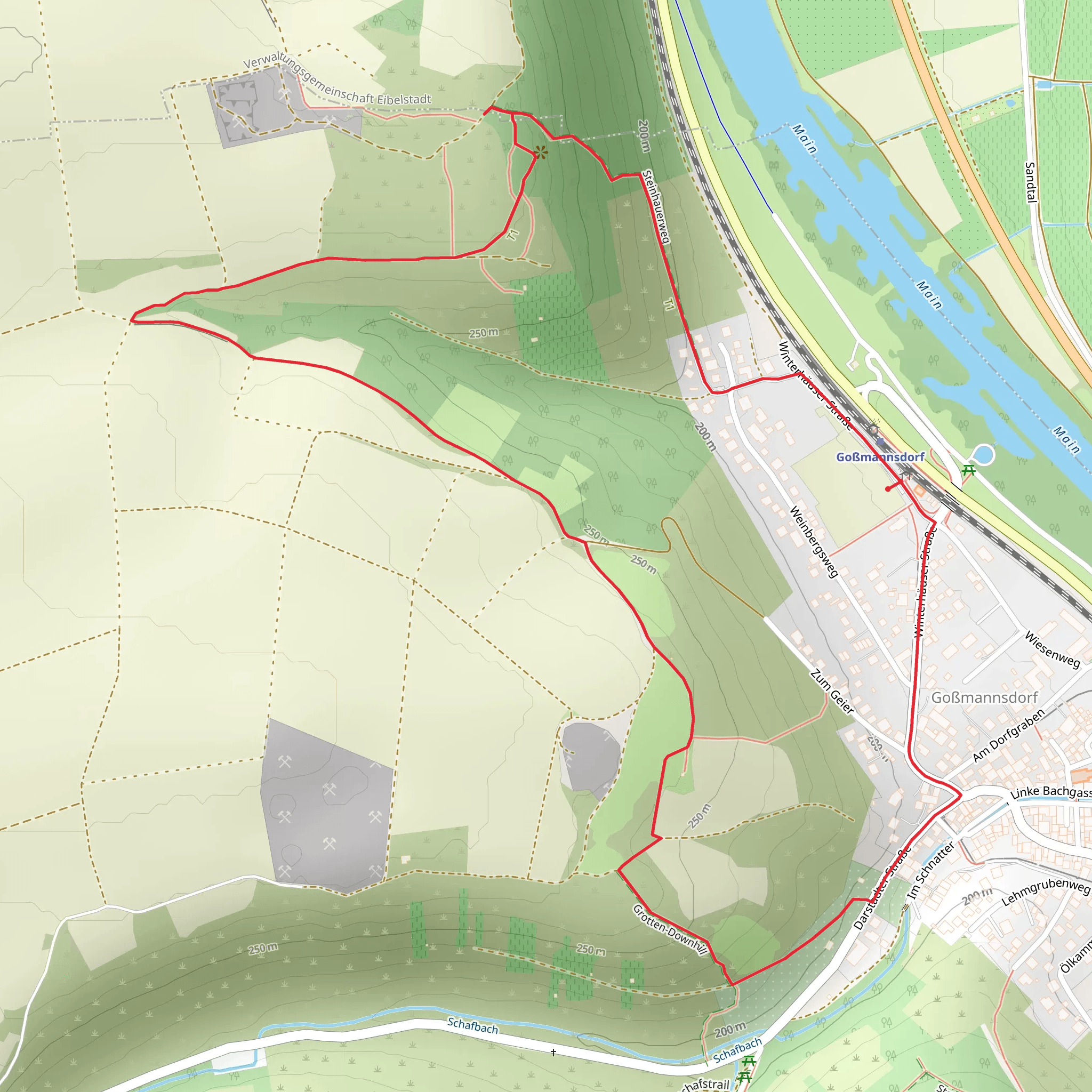 Grotte via Steinhauerweg and Grotten-Downhill mobile static map