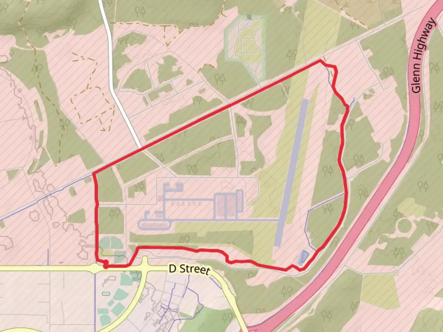 An image depicting the trail Joint Base Elmendorf-Richardson Loop and its surrounding area.