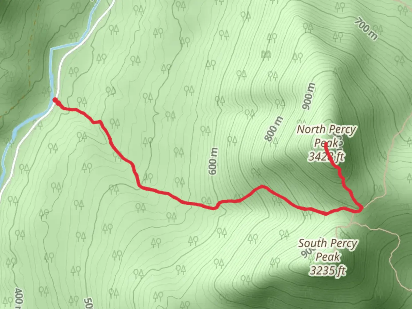 An image depicting the trail North Percy Peak via Percy Peaks Trail and its surrounding area.