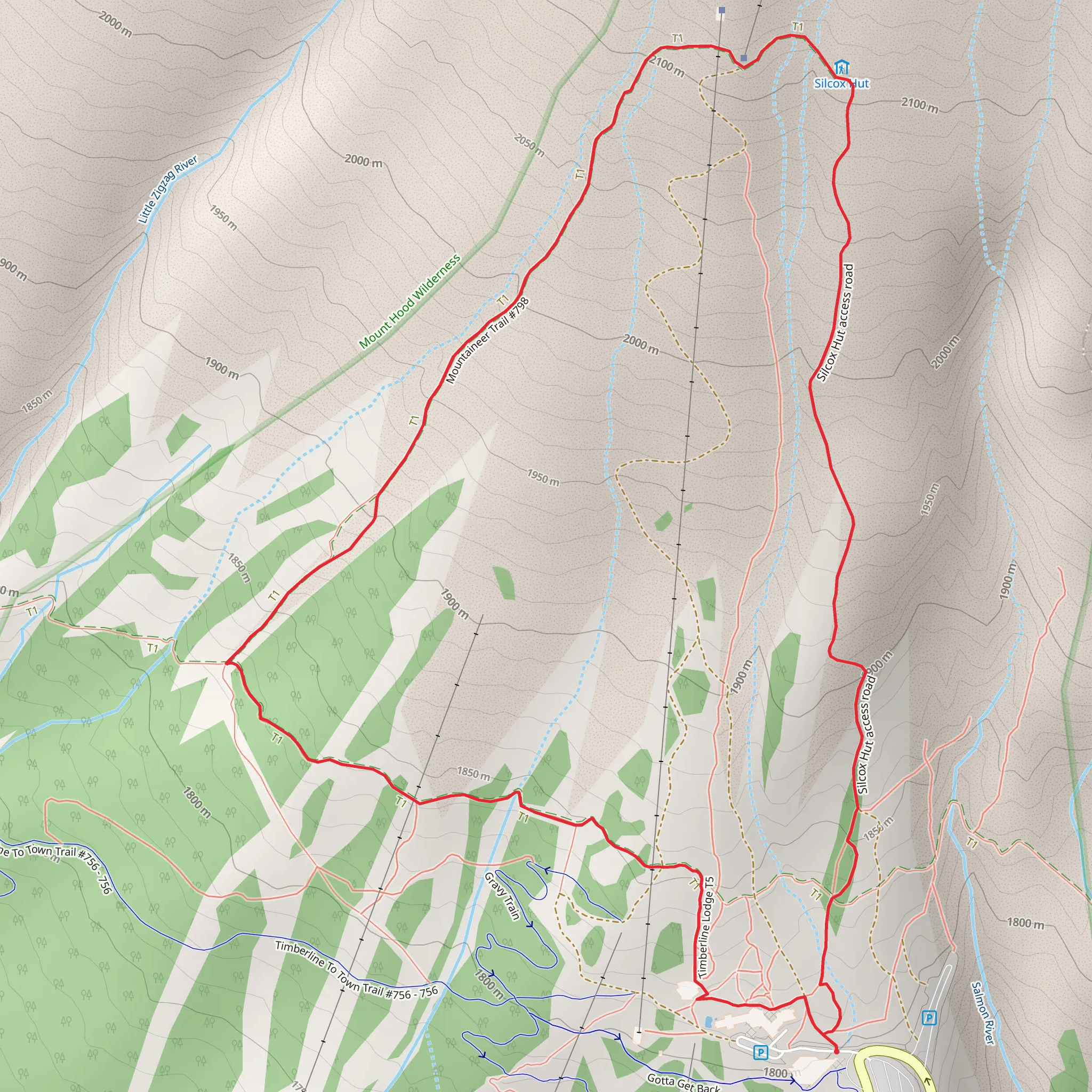 Silcox Hut - Mountaineer Loop Trail mobile static map