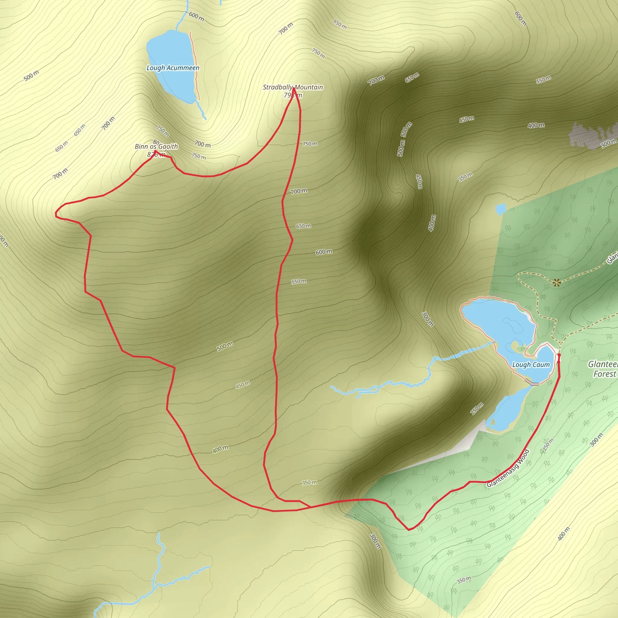 Beenoskee and Stradbally Mountain mobile static map