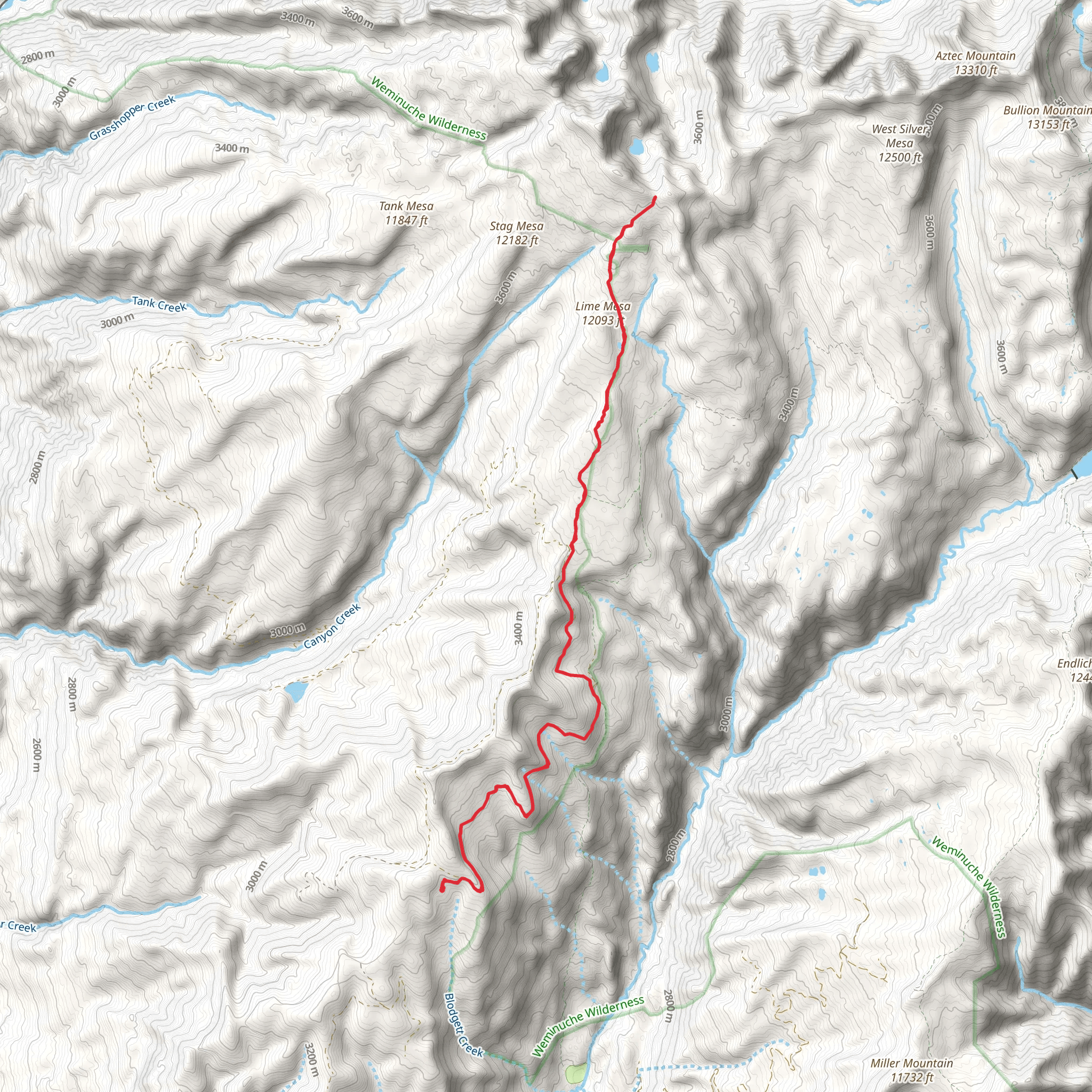 Lime Mesa Trail mobile static map
