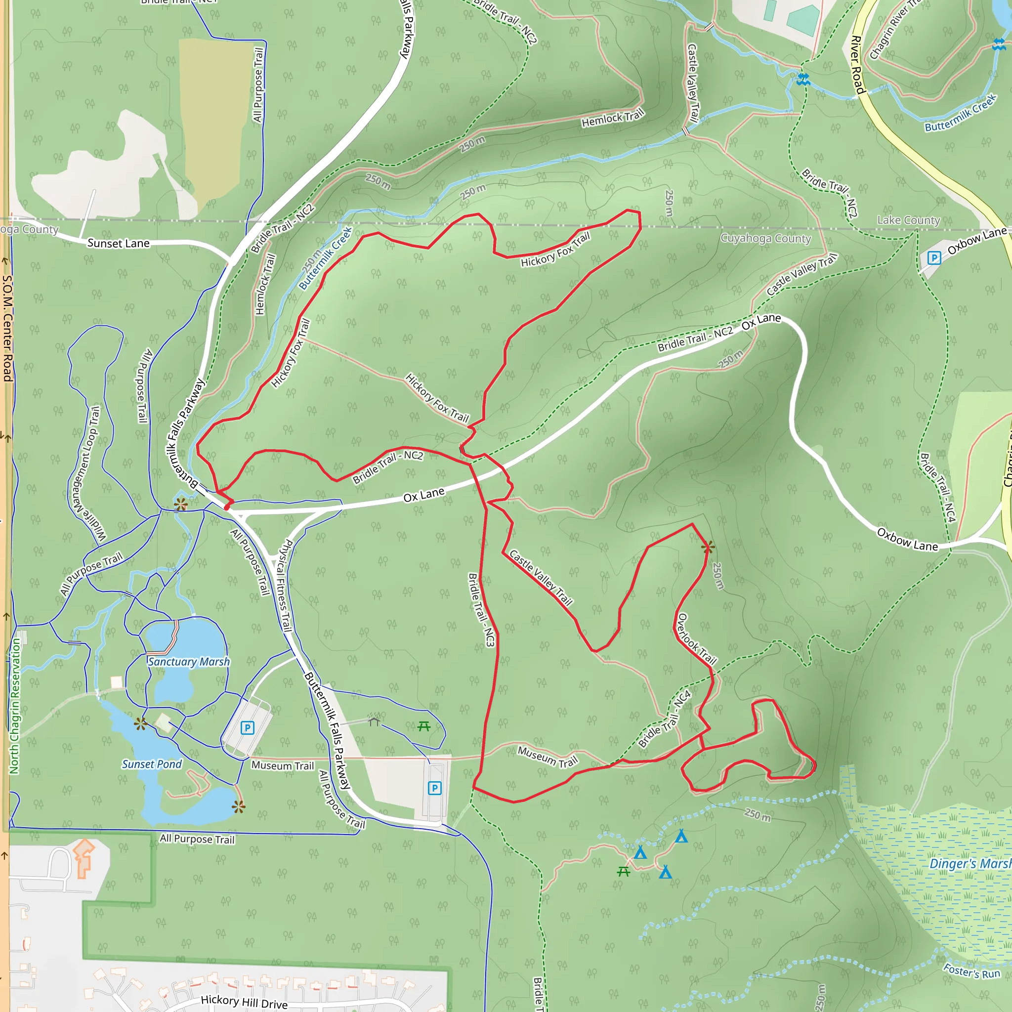 Bridle, Castle Valley and Hickory Fox Loop Trail mobile static map
