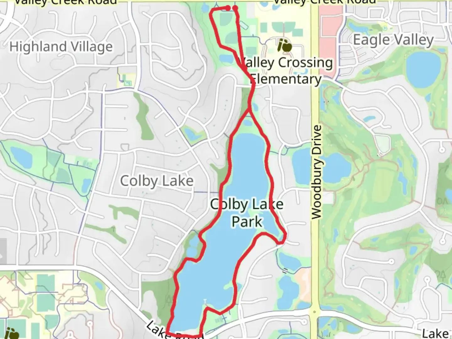 An image depicting the trail Colby Lake Park Loop and its surrounding area.