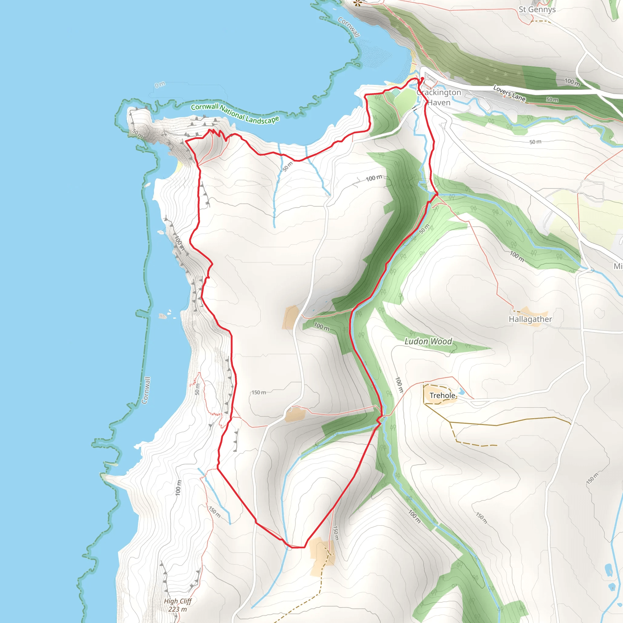Cambeak from Crackington Haven mobile static map