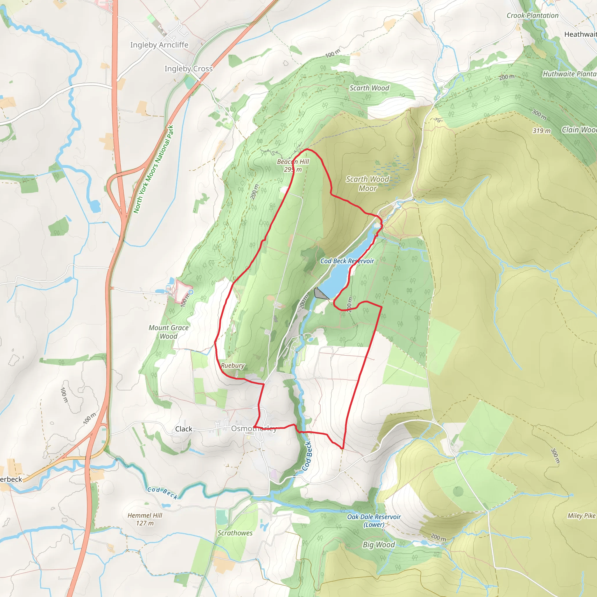 Osmotherley and Cod Beck Walk mobile static map