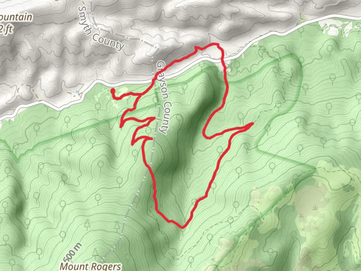 An image depicting the trail Mount Rogers, Lewis Fork and Fairwood Valley Loop Trail and its surrounding area.